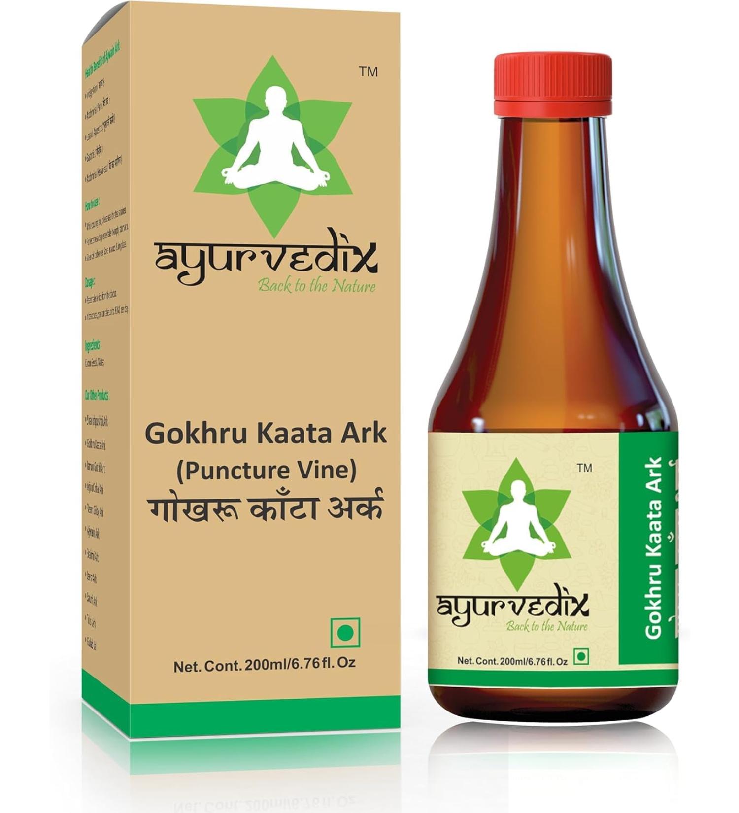 Gokhru Kaata Ark - Distillate of Tribulus Terrestris Gokshura for Men and Women's - (200 Ml Pack of 2) 6.76 Fl Oz (Pack of 2)