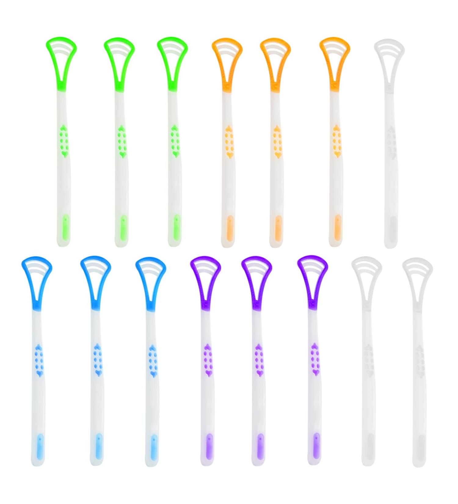 Toatelu 15-Piece Soft Tongue Cleaner Set - Tongue Scraper & Brush for Bad Breath - Individually Packaged Random Colors - Buy Online on GoSupps.com