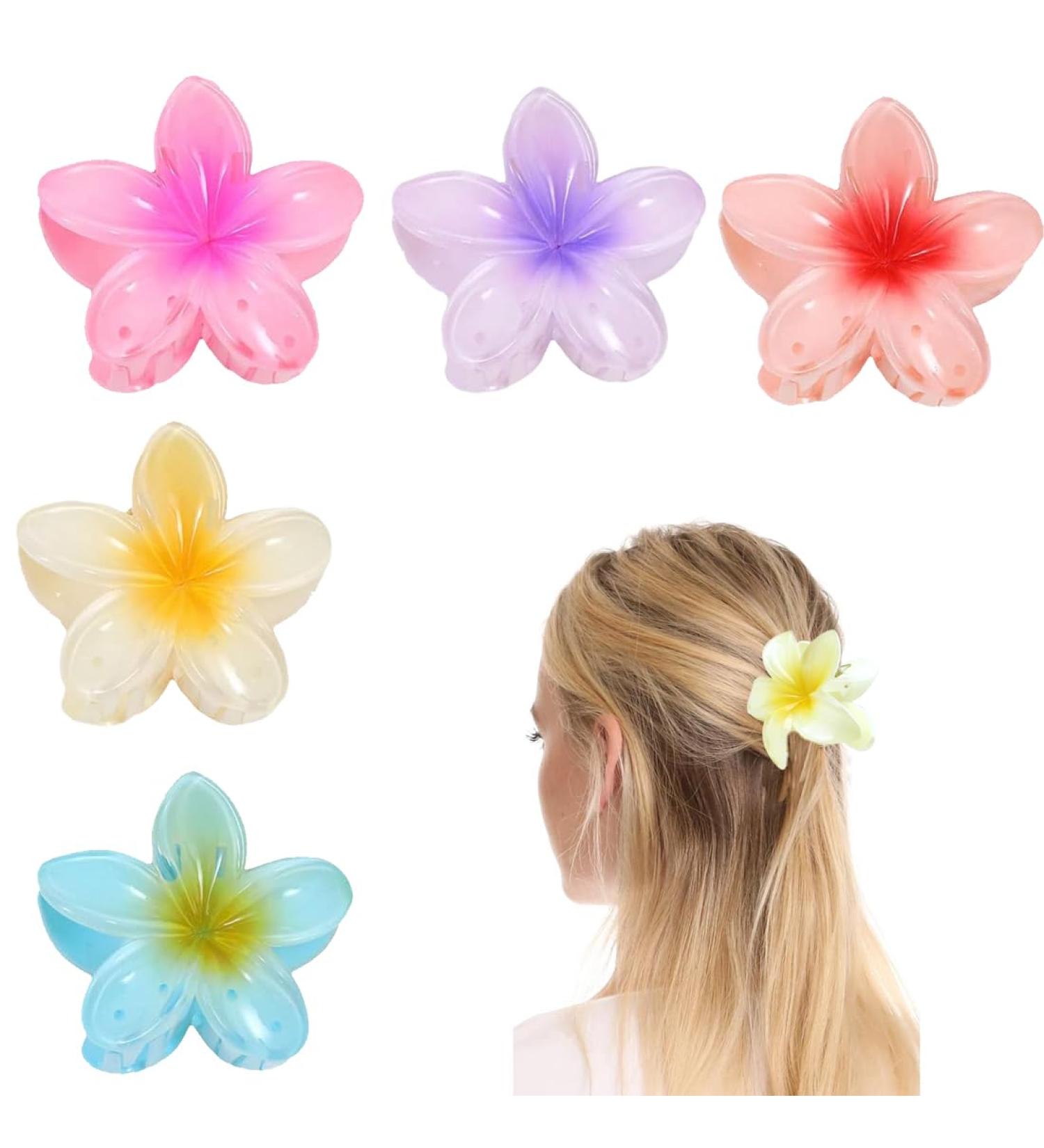 5 Flower Hair Clips Set - Colorful Lily Hair Claws for Women | Stylish Floral Hair Grippers | Perfect for Hawaii & Everyday Wear - Buy Online on GoSupps.com