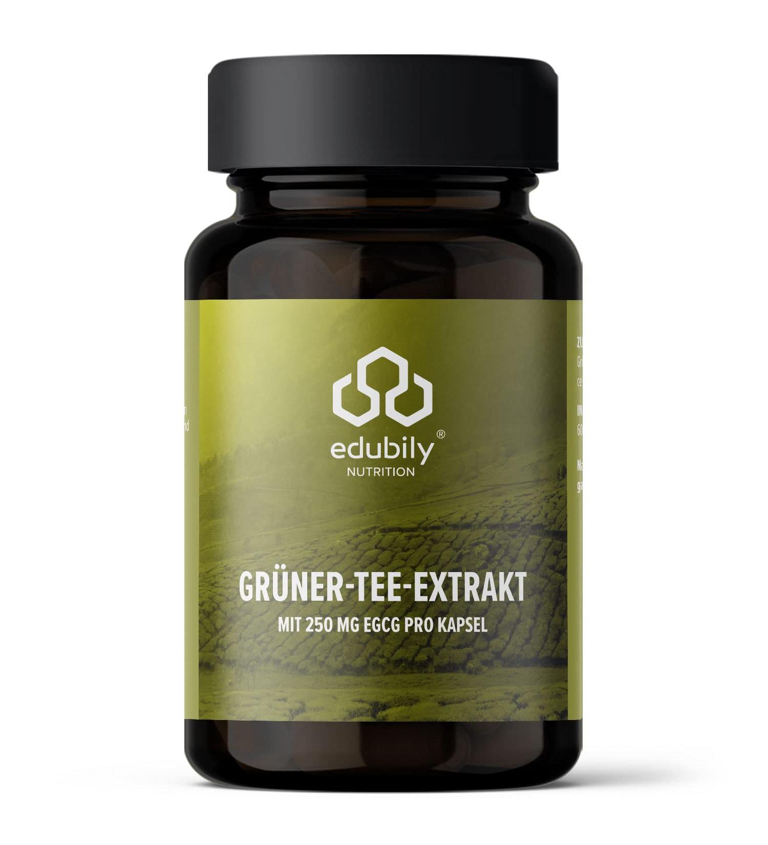 Buy Edubily Nutrition Green Tea Extract - 250 mg EGCG per Capsule Equivalent to 5 Cups - Almost Caffeine-Free Additive-Free - 60 Capsules - Buy Online on GoSupps.com