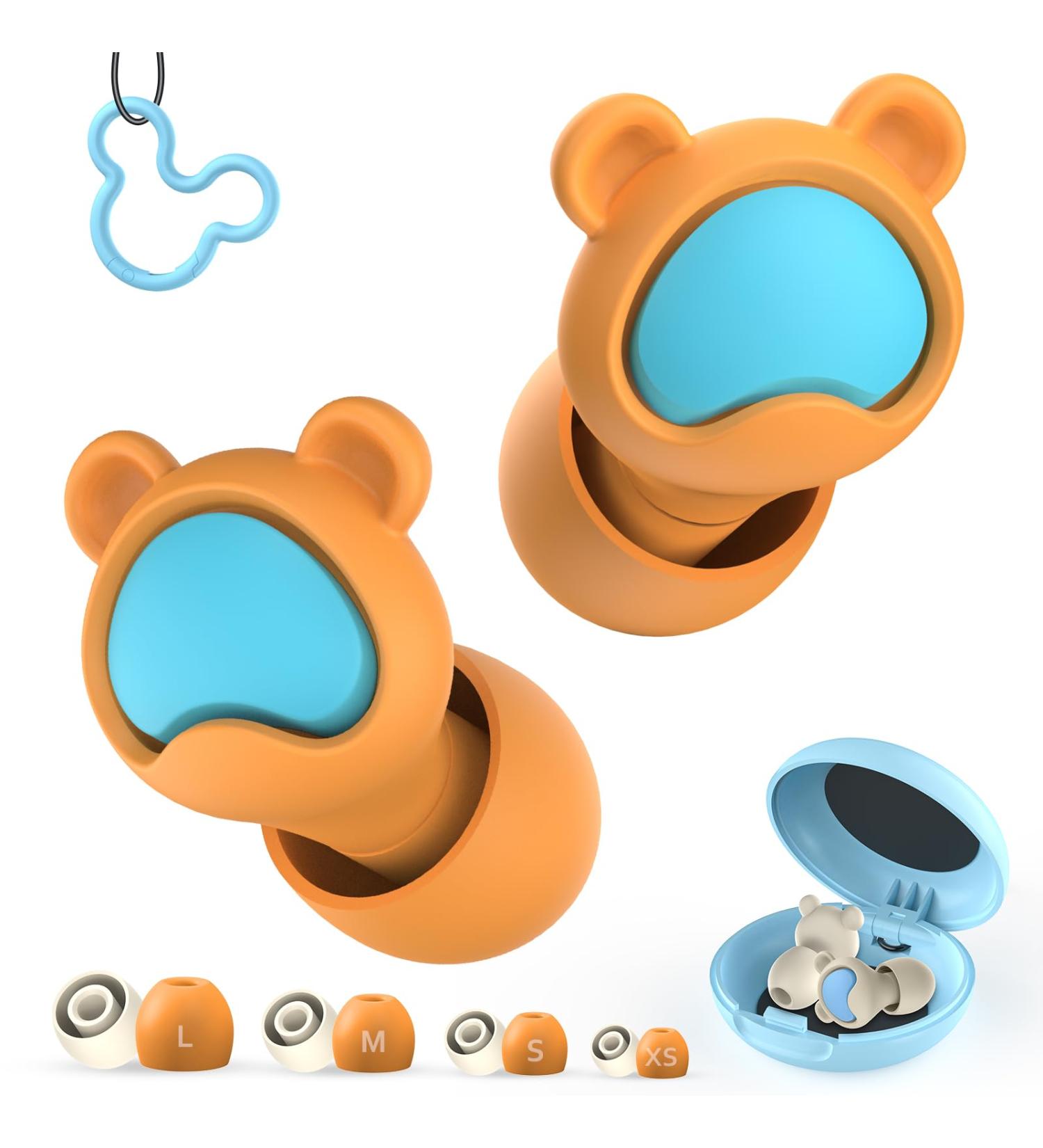 Kids Ear Plugs 2 Pairs | Reusable Silicone Noise Canceling Earplugs for Children (6-12 yrs) | Ideal for Concerts Flying Study & Noise Sensitivity (Orange + Gray - Buy Online on GoSupps.com