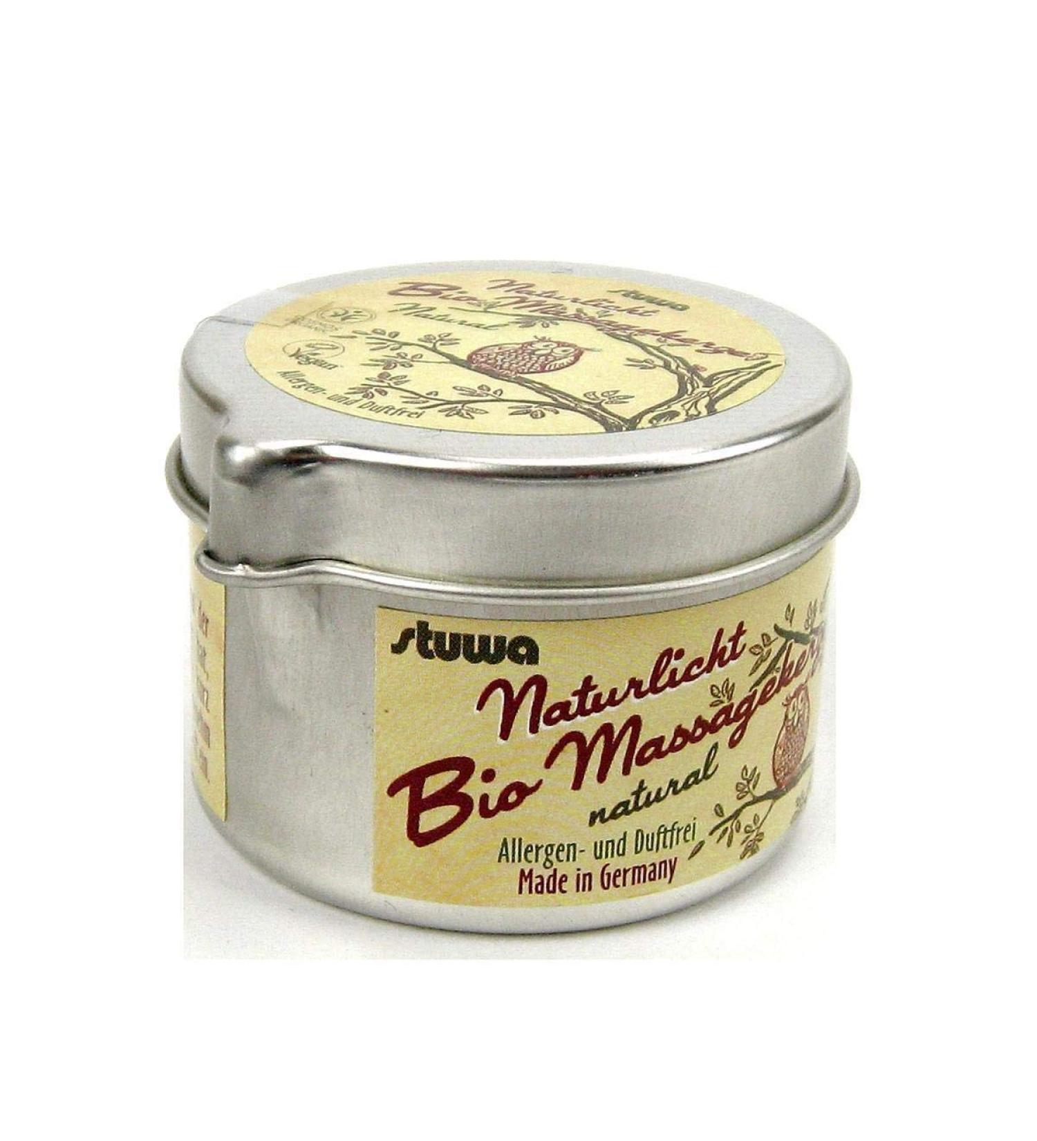 Stuwa Naturlicht Organic Massage Candle Natural vegan 50 ml metal tin