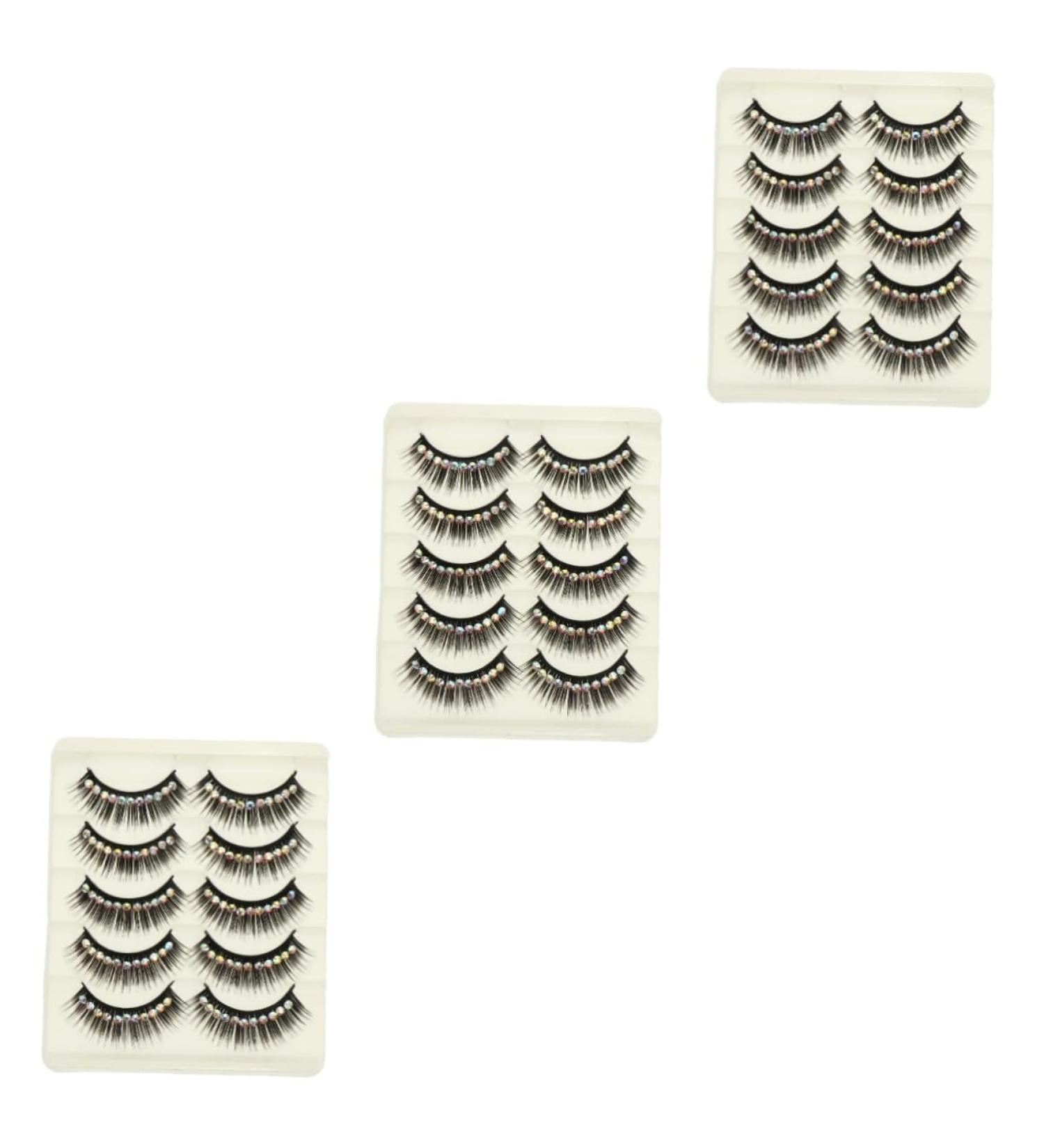 FOMIYES 30 Pairs Diamond False Eyelashes Rhinestones for Makeup Lash Extensions False Lashes Fake Eyelashes Natural False Eyelashes Magnetic Cosmetic Chemical Fiber Hard Stem Hardcore - Buy Online on GoSupps.com