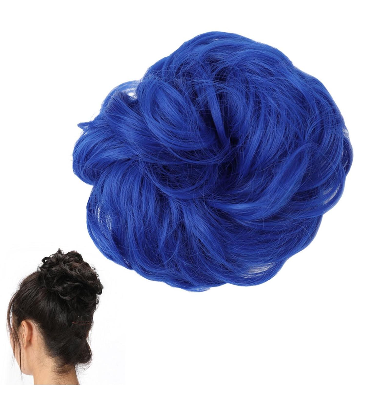 Traziewell Blue Hair Extensions Hairpieces Messy Bun Wavy Hair Scrunchies Curly Hair Donut Chignons Hair Pieces Hair Extension 1337 FH001337 One Size - Buy Online on GoSupps.com
