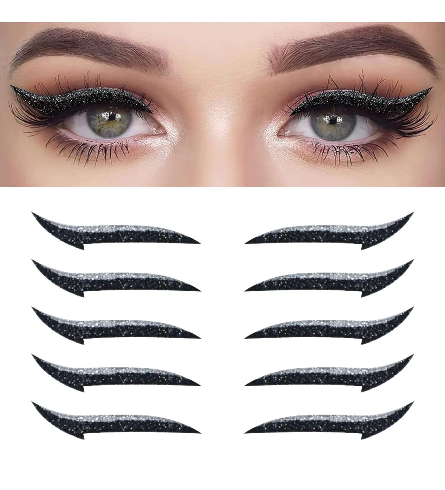 ZeaybsR Eyeliner Stickers - 5 Pairs Reusable Silver Eyeliner Easy to Apply & Remove | International Shipping - Buy Online on GoSupps.com