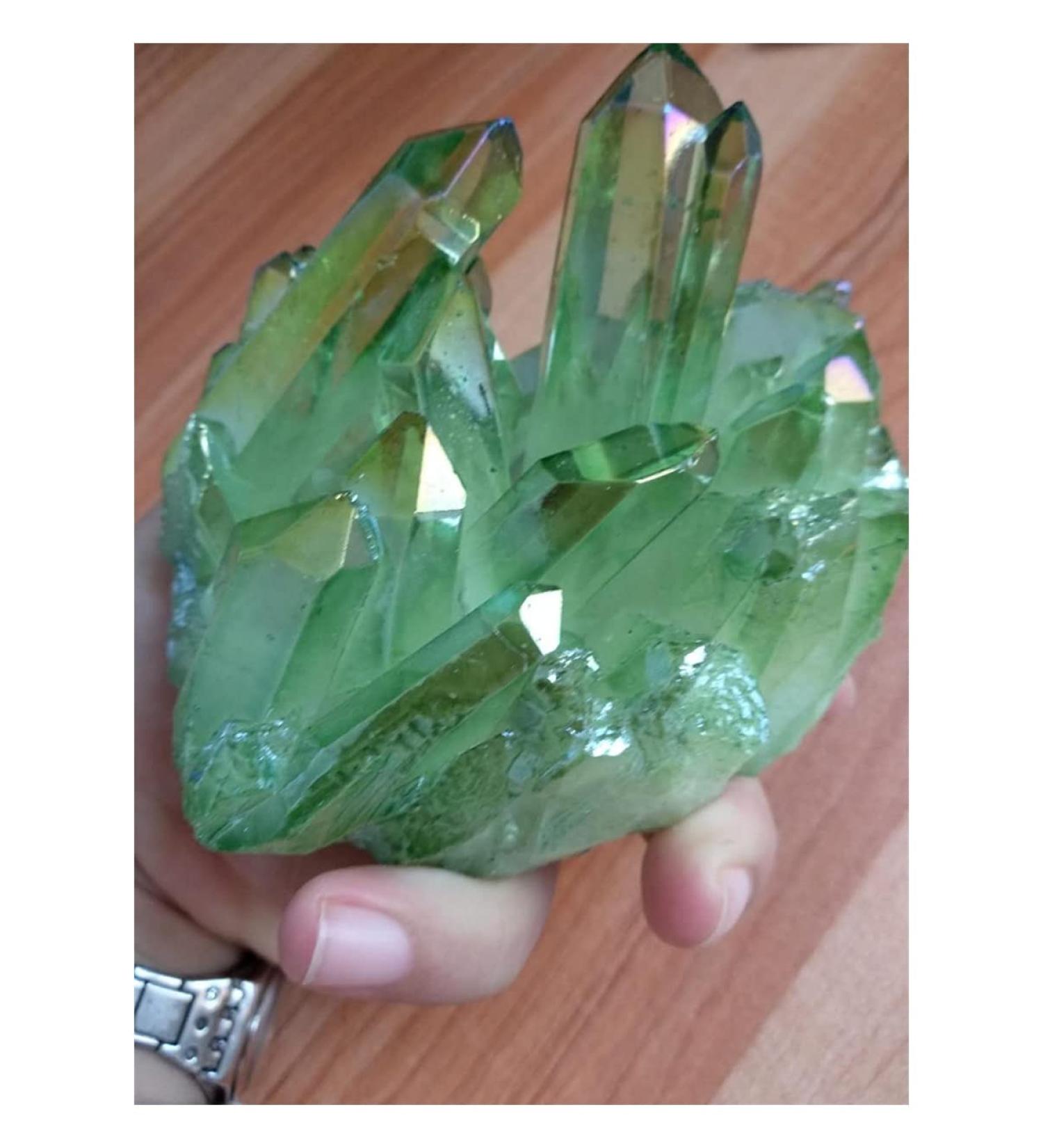 Light Green Aura Quartz Crystal Titanium Bismuth Silicon Cluster Rainbows Natural Stones and Minerals yuebang Reiki Crystal Stone - Buy Online on GoSupps.com