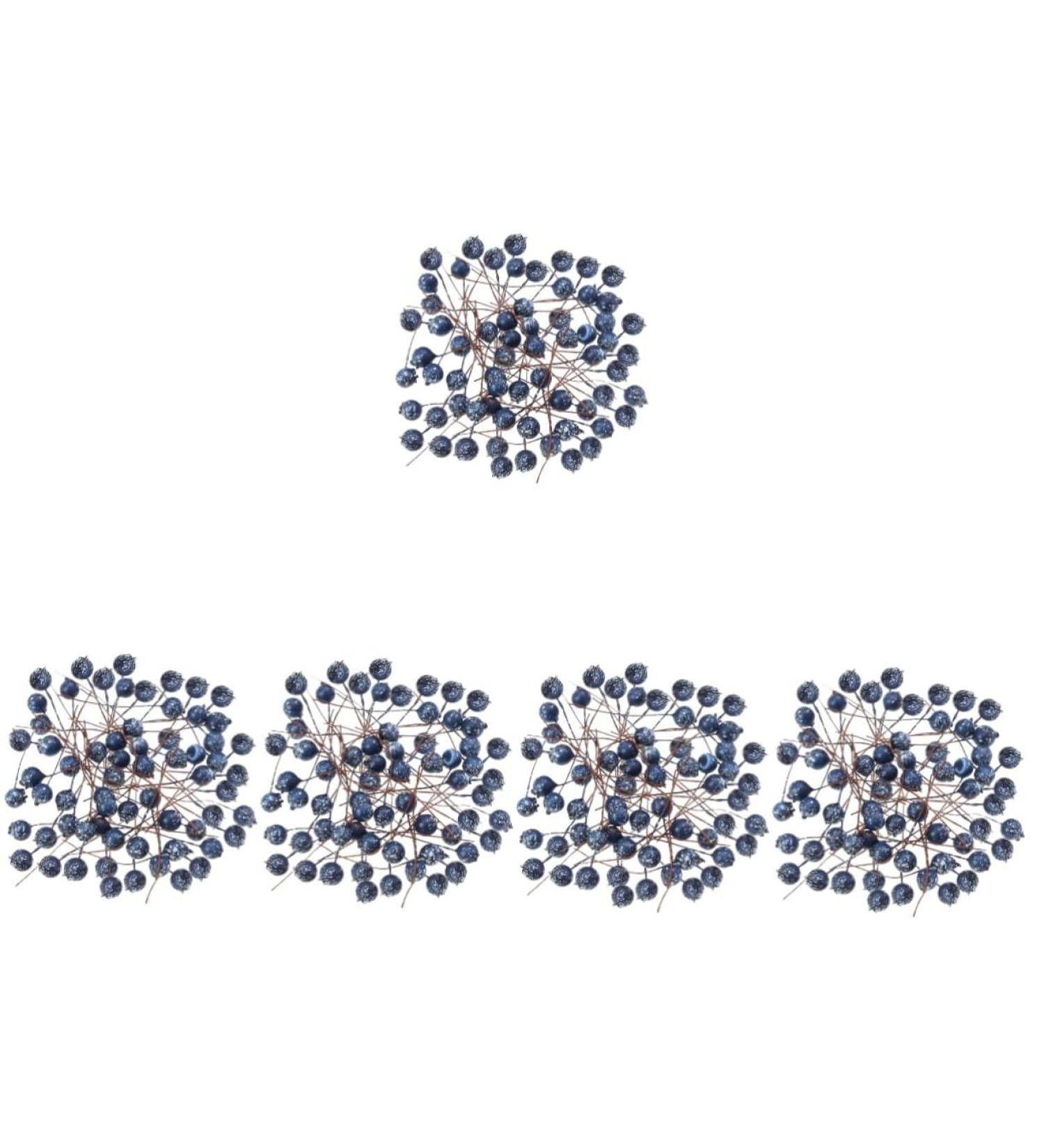 HOMSFOU 500 Pcs Simulation Blueberry Decoration Christmas Artificial Blueberries Fake Berry with Stem Mini Fake Berries Ornament Foam Wreath Christmas Tree Decorations Manual Small Fruit - Buy Online on GoSupps.com