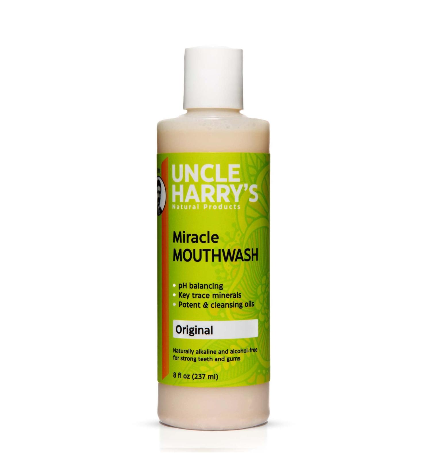 Uncle Harry's Natural Alkalizing Miracle Mouthwash - pH Balanced Oral Care for Bad Breath - 8 fl oz - Buy Online on GoSupps.com