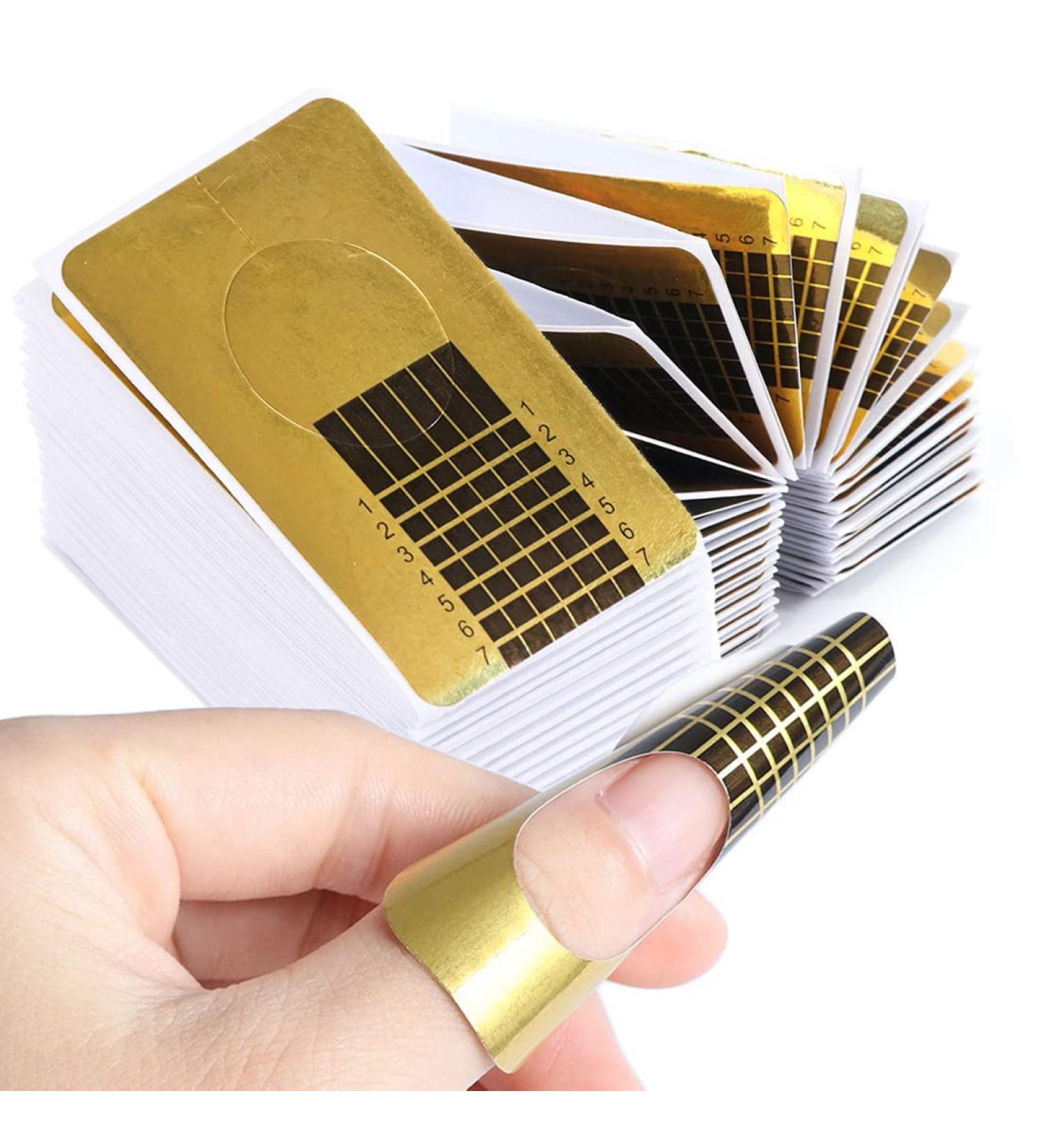 100 Pieces Self-Adhesive Nail Stencil Template for Gel Nails & Extensions - Golden Design for Perfect Nail Art - Buy Online on GoSupps.com