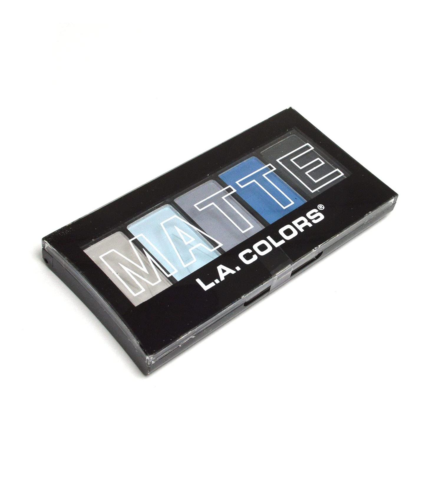 L.A. COLORS Matte Eyeshadow Palette - 5 Color Options + Free Zipper Bag (CEM474 Blue Denim) | International Shipping Available - Buy Online on GoSupps.com
