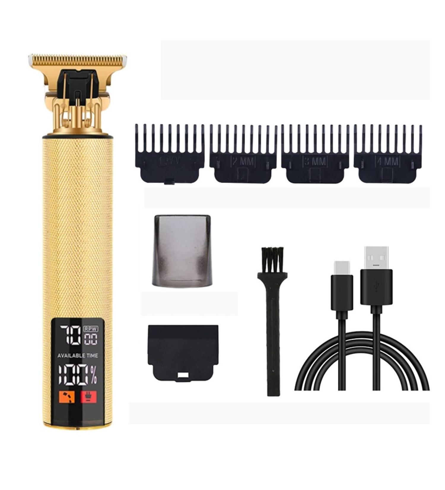 Razors Electric Barber T9 Upgraded LCD Rechargeable Retro Oil Head Carving Electric(LCD gold) - Buy Online on GoSupps.com