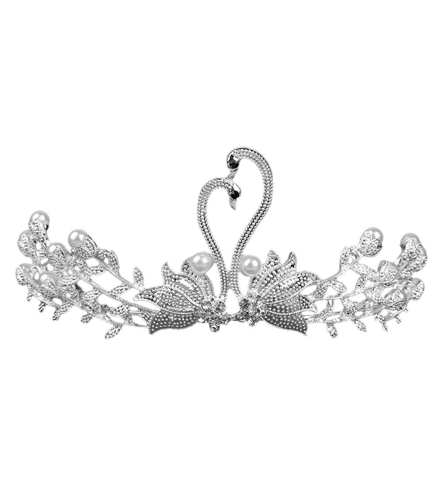 Vintage Swan Crown Headgear - Rhinestone Tiara & Crystal Crowns for Weddings - Elegant Baroque White Hair Accessory for Women - Buy Online on GoSupps.com