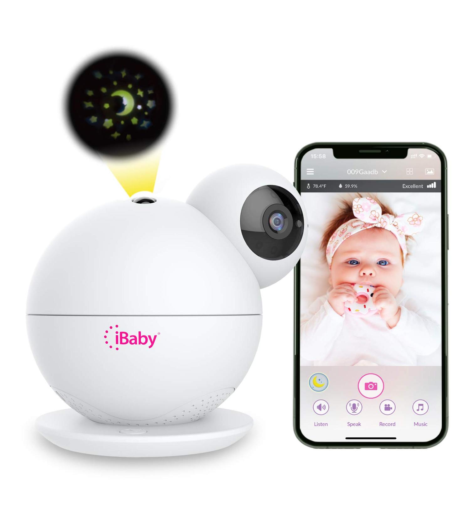 iBaby M8 2K Smart Baby Monitor with 355 Pan, 110 Tilt, 2-Way Talk, Video, Moonlight Projector, Temperature/Humidity Alerts - iOS/Android - Motion and Crying Alerts - Buy Online on GoSupps.com