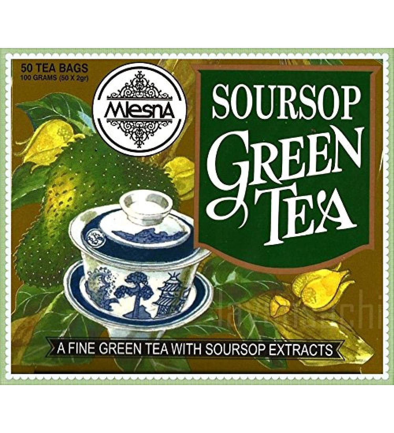Mlesna Pure Ceylon Soursop Green Tea 50 Tea Bags (100g) - Buy Online on GoSupps.com