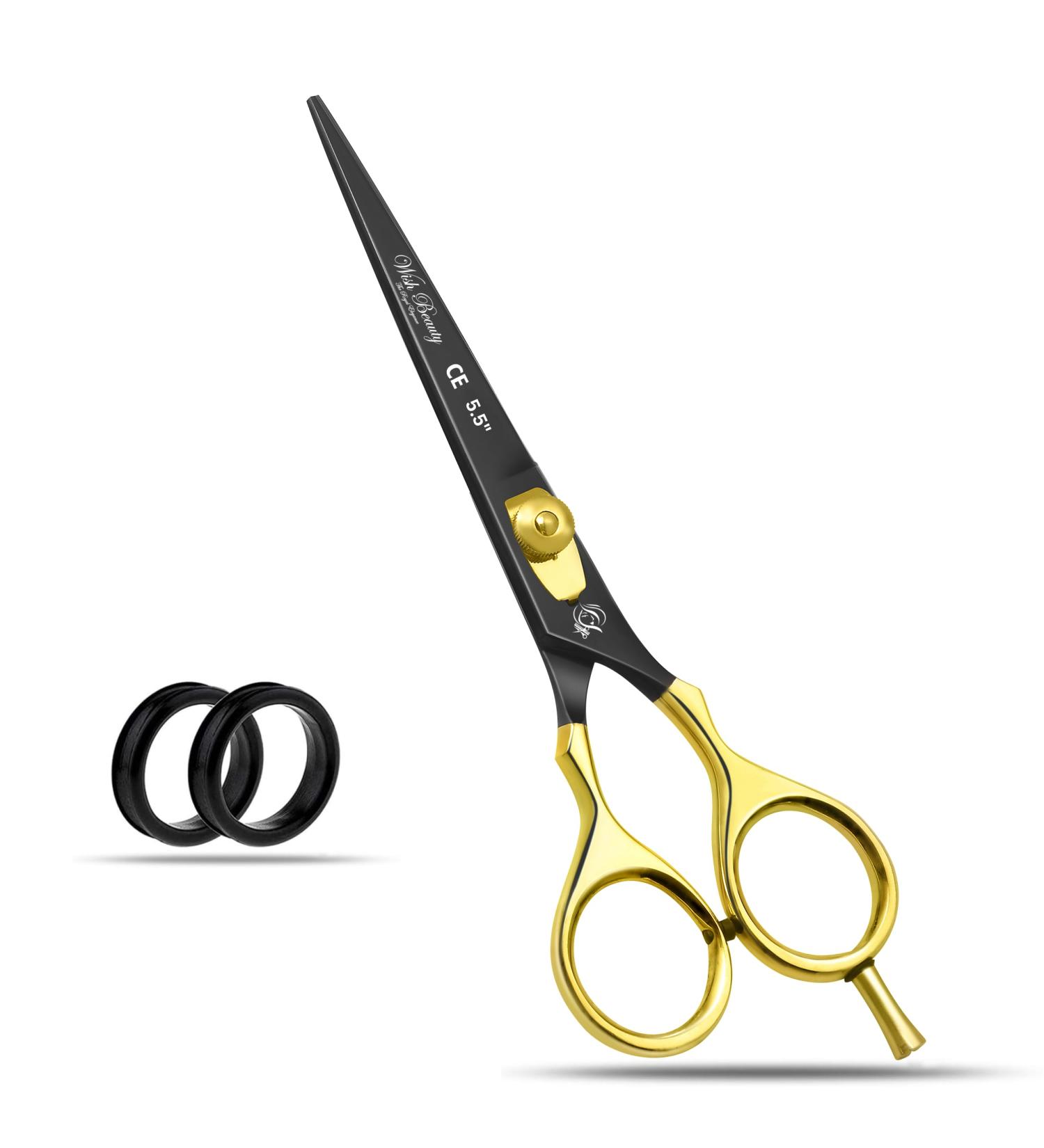 Glamified Glam Hair Cutting Scissors -Sharp Razor Edge Blade Hair Shears Series - 5.5" with Fine Adjustment Stainless Steel Hair Scissors Professional for Men Women & Babies (Black+Gold) - Buy Online on GoSupps.com