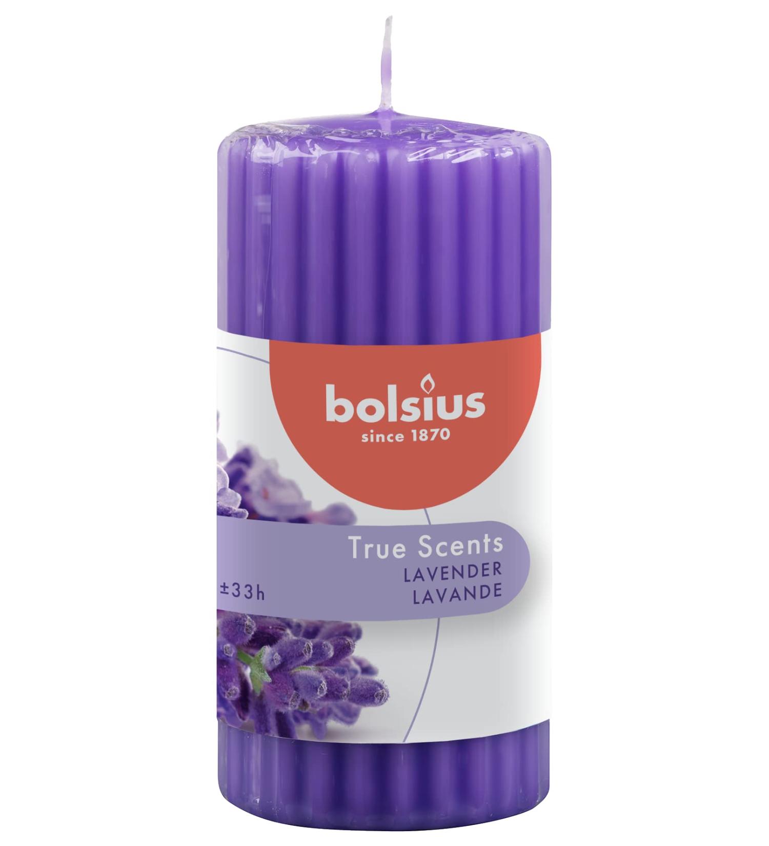 Buy Bolsius Ribbed Column Candle - Lavender 120/58 mm Purple Wax - Perfect for Home Decor | International Shipping Available - Buy Online on GoSupps.com