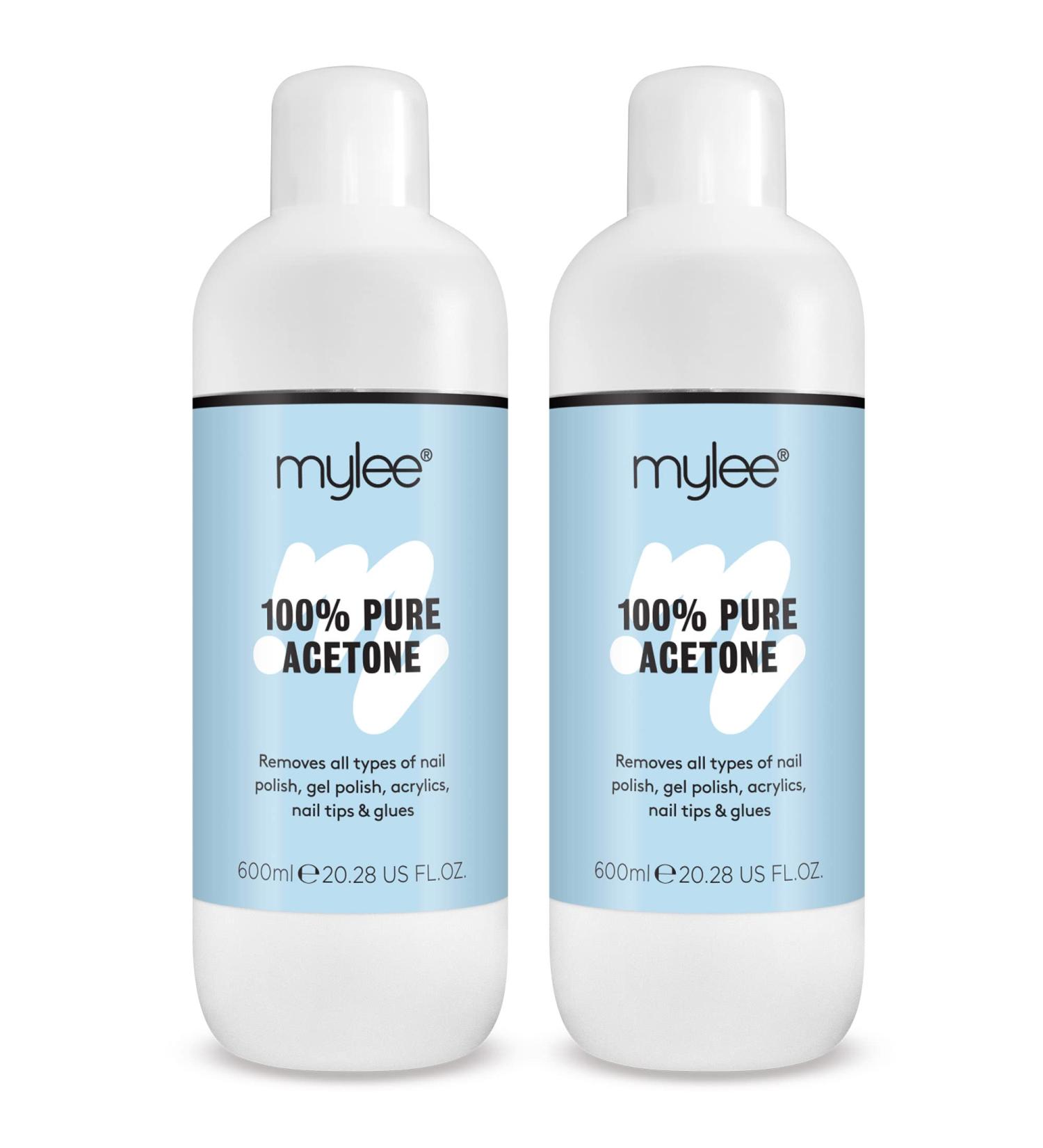 Mylee 100% Pure Acetone Professional Nail Polish Remover for UV/LED Gel Soak Off (2x 600ml) 600 ml (Pack of 2) - Buy Online on GoSupps.com