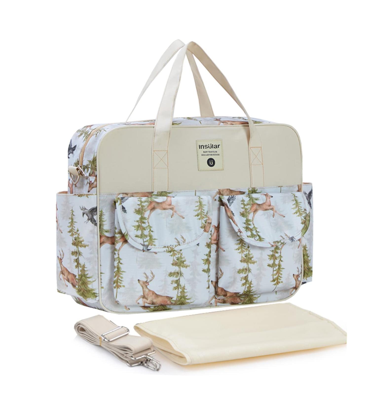 Kamay's Waterproof Mummy Diaper Bag with Changing Mat - White Pine Tree Elk Eagle Design - Buy Online on GoSupps.com