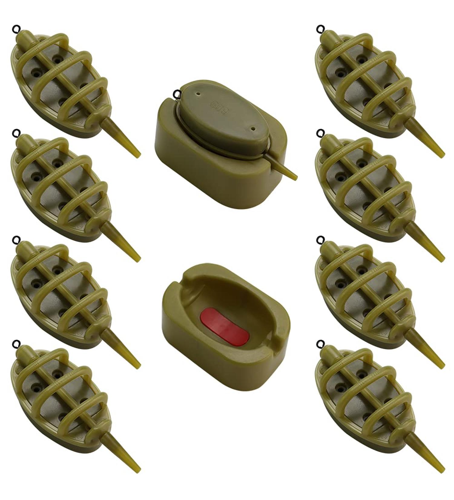 Lytiapgen 8-Piece Fishing Feater Set | Inline Method Fishing Accessories - High-Quality Plastic Feeding Baskets for Carp & Bait Setup (15g-60g) - Buy Online on GoSupps.com