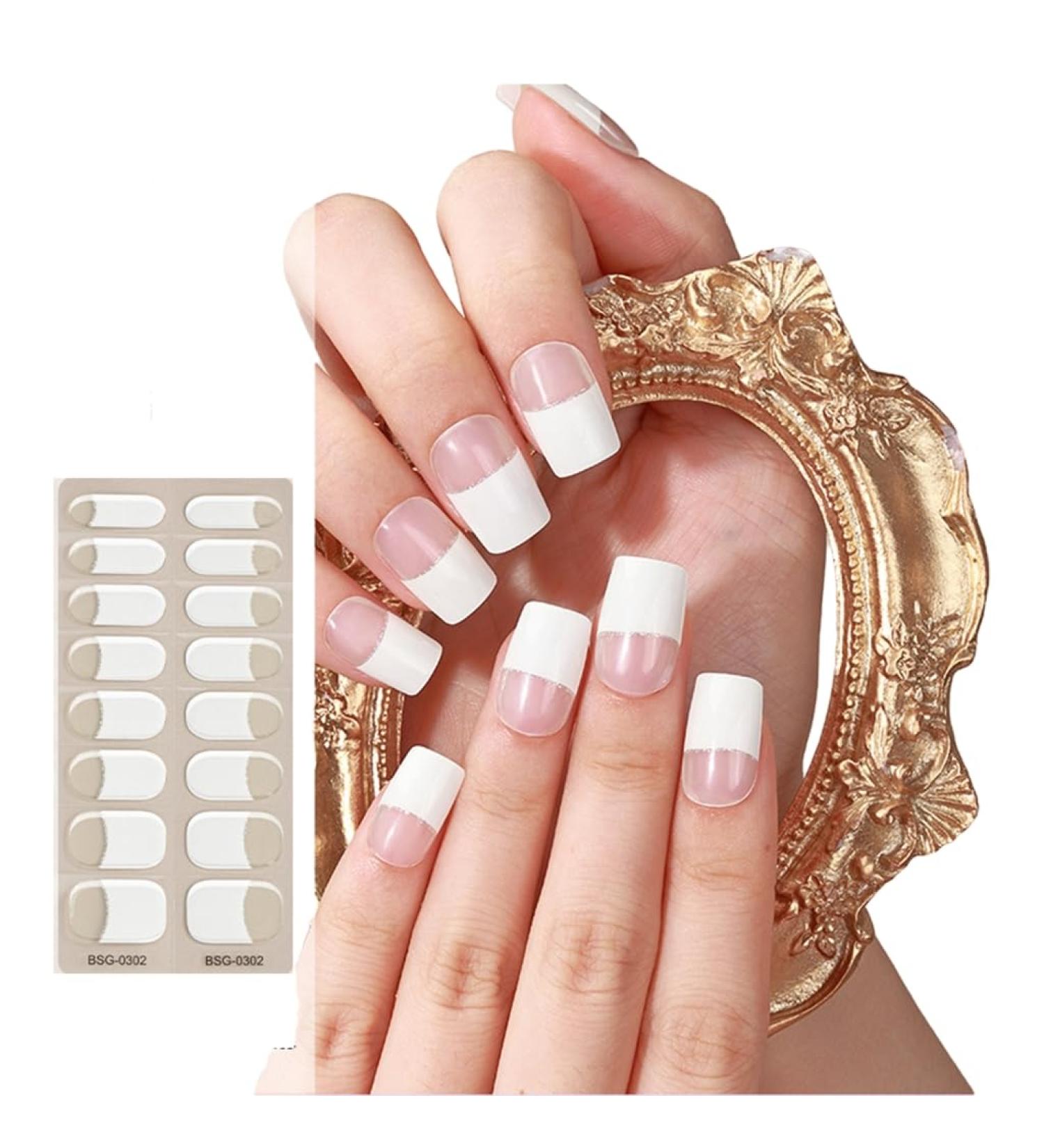 16 Pieces Semi Cured Gel Nail s for Women Gel Nail Sticker Long Lasting Gel Nail Wraps with Soft Glossy Gel Finish BSG0302 - Buy Online on GoSupps.com