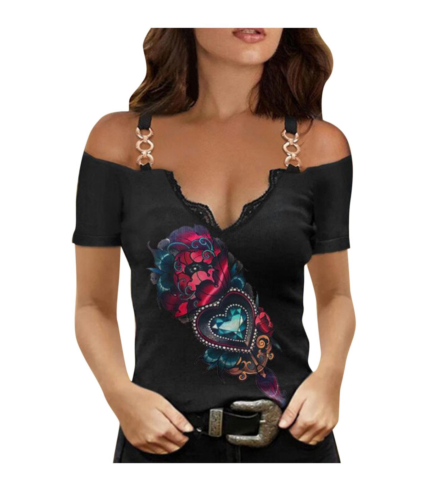 2023 Spring Women's Rose Print V-Neck Butterfly Camisole Top - Red Medium - Buy Online on GoSupps.com