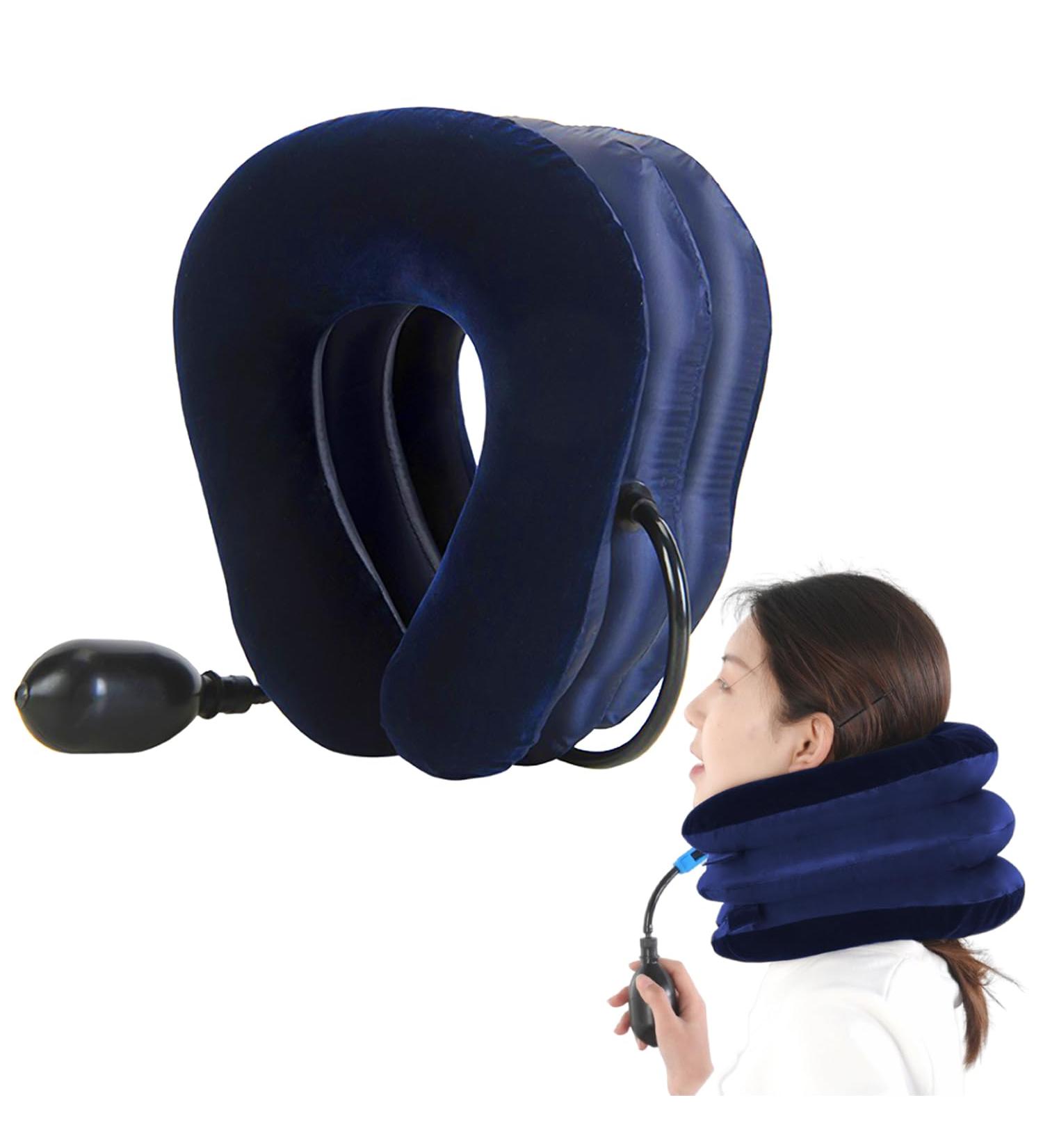Dazzluxe Inflatable Travel Pillow - Portable Adjustable U-Shaped Neck Support for Business Trips & Everyday Use (Blue) - Buy Online on GoSupps.com