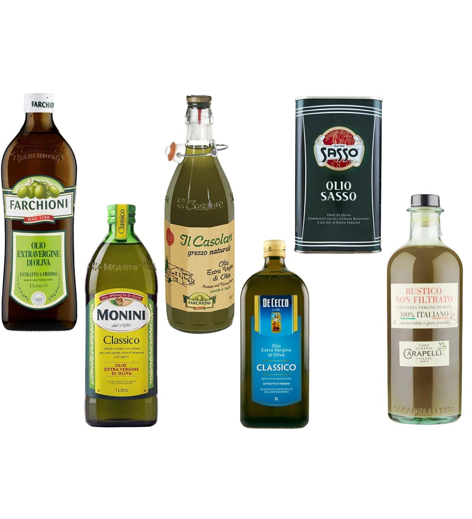  Farchioni Italian Extra Natives Olive Oil Native Extra Virgin Olive Oil Test by Cecco Carapelli Farchioni Sasso Monini 6 x 1 Litre - Buy Online on GoSupps.com