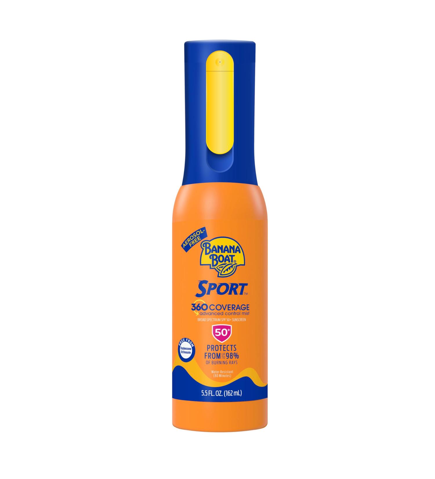 Banana Boat Sport 360 Sunscreen Spray SPF 50 - Non-Aerosol 5.5oz Refillable Mist for Maximum Coverage - Buy Online on GoSupps.com