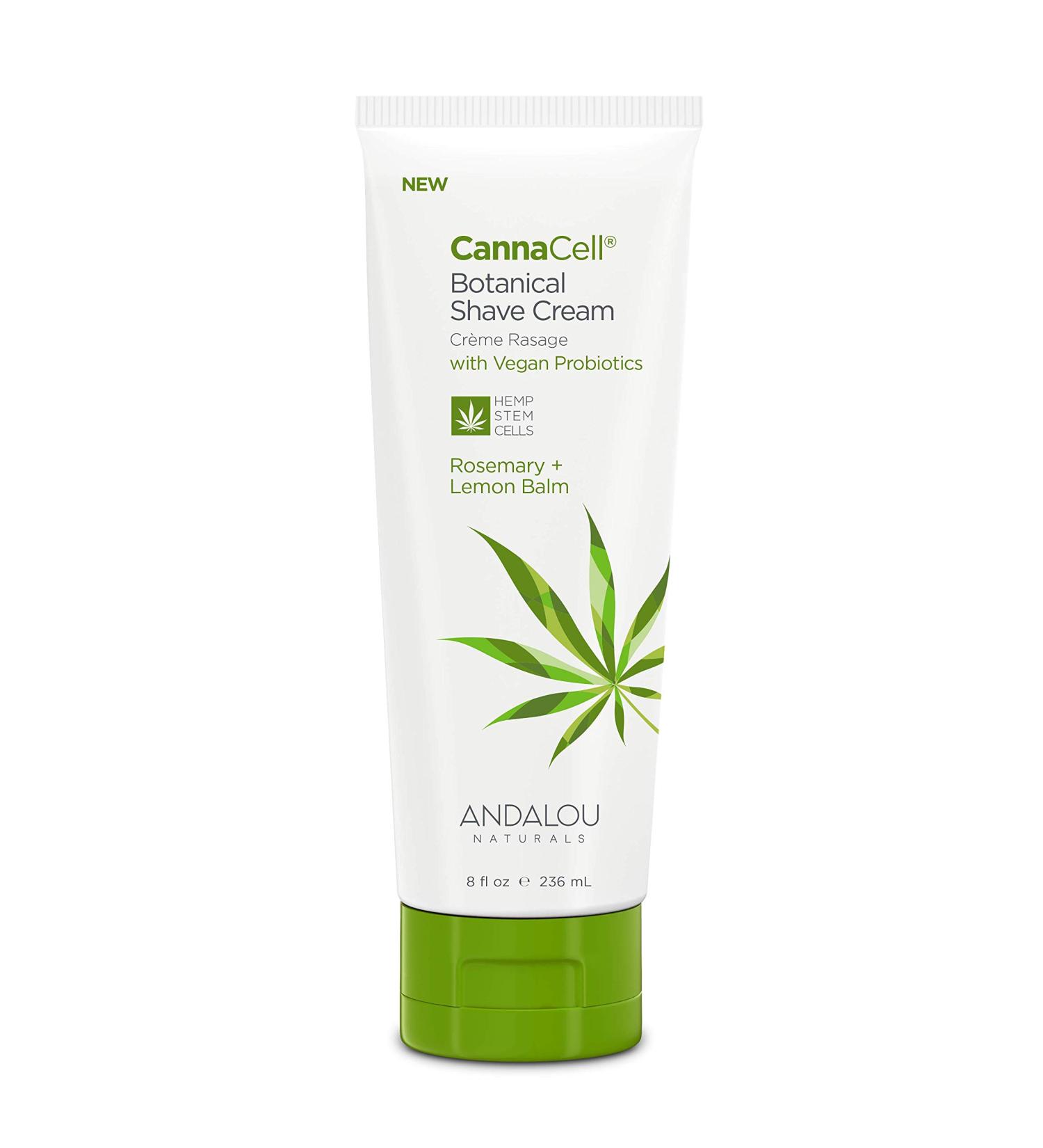 Andalou Naturals CannaCell Rosemary Lemon Balm Shave Cream - 8oz | Herbal Shaving Cream - Buy Online on GoSupps.com