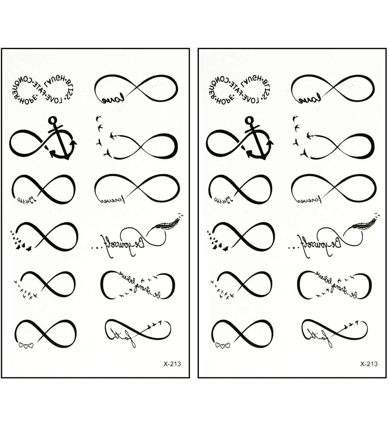 Mini Tattoos 2 Sheets - Anchor Heart Bird Eight Infinity Lines Cartoon Art Stickers - Waterproof Temporary Body Fake Tattoo for Men Women Teens - Buy Online on GoSupps.com