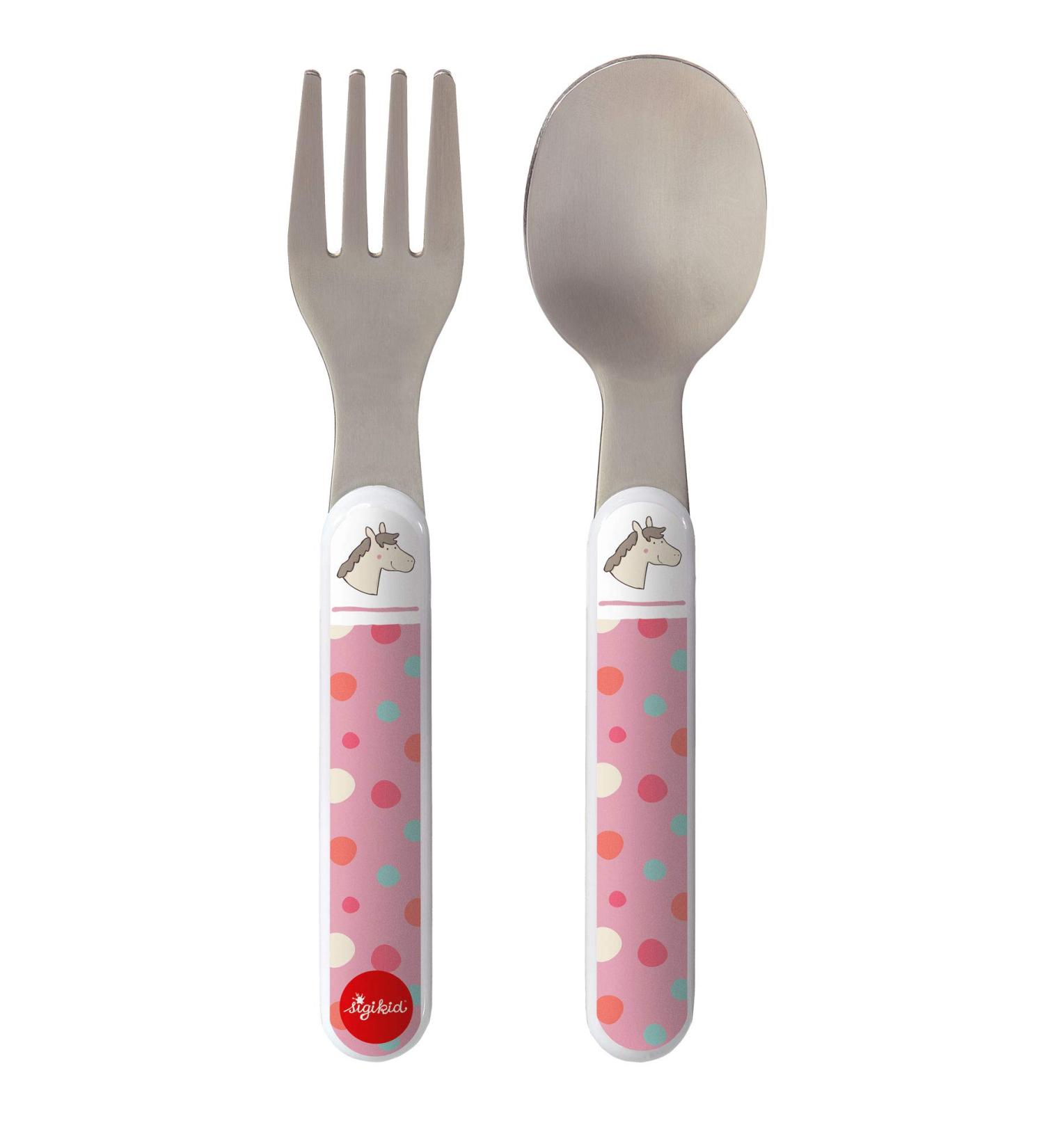 SIGIKID 25083 Children's Cutlery Pony Hoppe Dot Girls Cutlery Set Fork&Spoon recommended from birth pink
