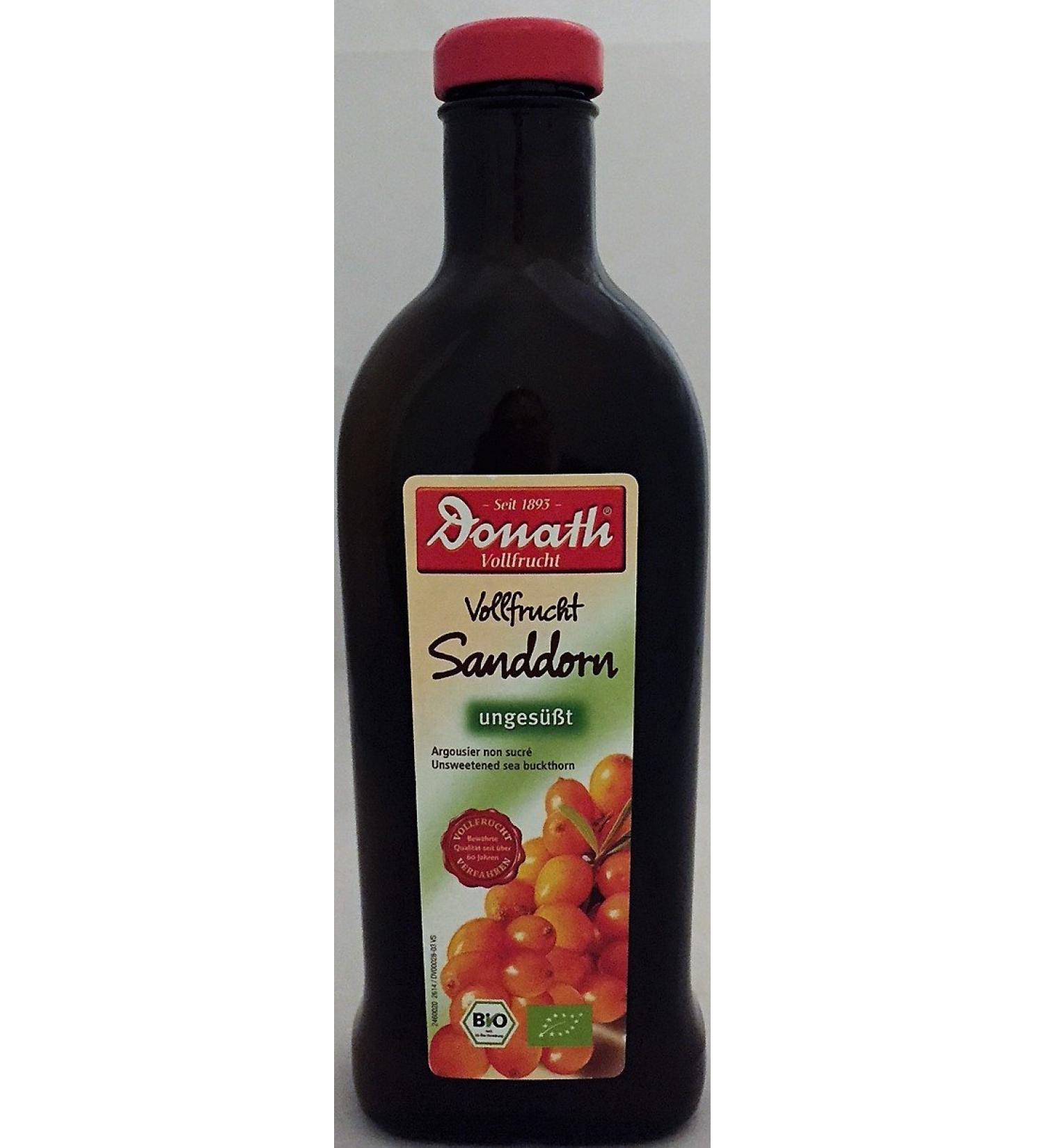 Donath Donath Organic Unsweetened Whole Fruit Sea Buckthorn 2 x 500ml (Pack of 2)