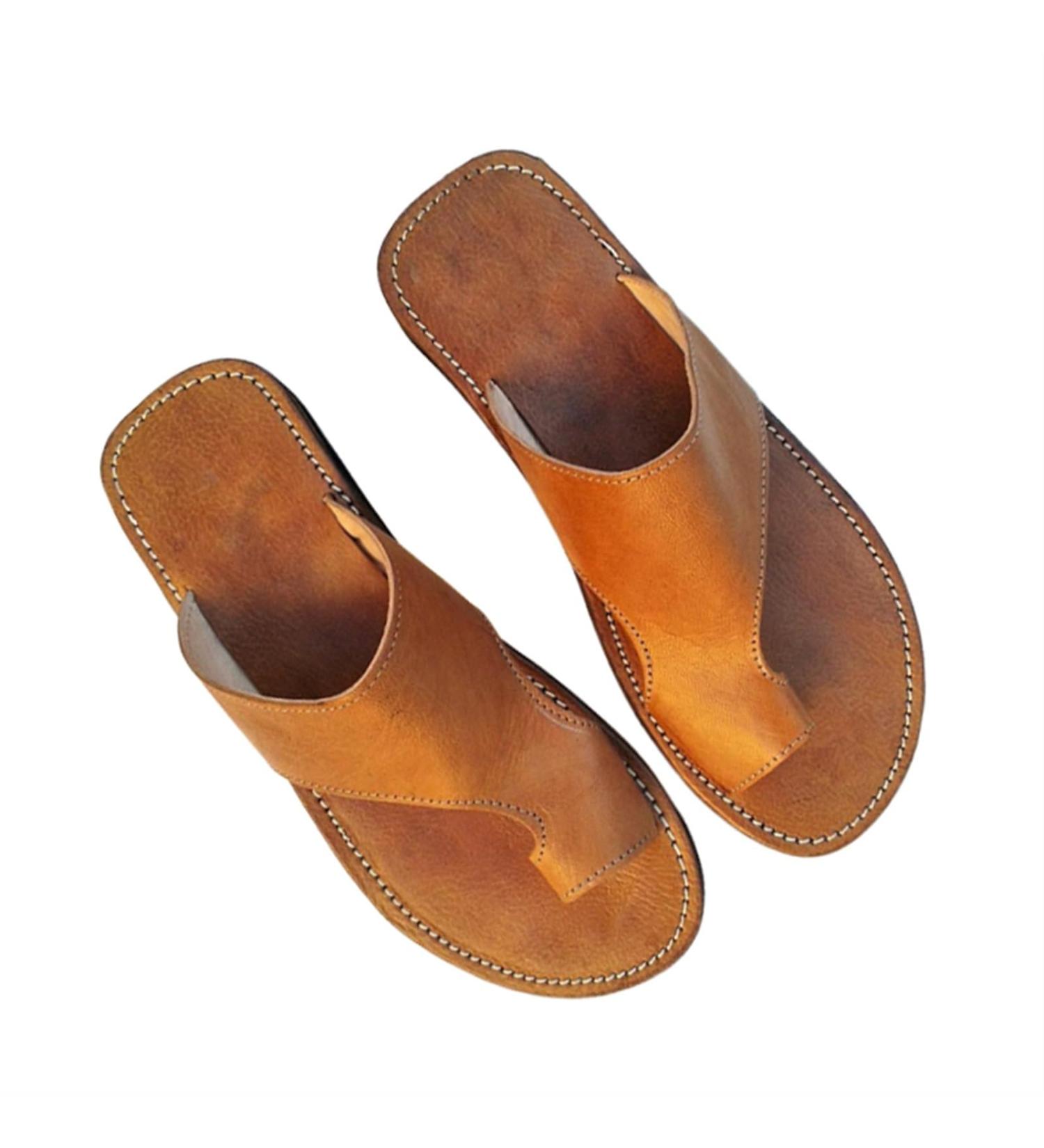 Men's Plus Size Summer Casual Bunion Slippers - Slip-On Flip Flops for Plantar Fasciitis - Outdoor Sandals in Khaki - Buy Online on GoSupps.com