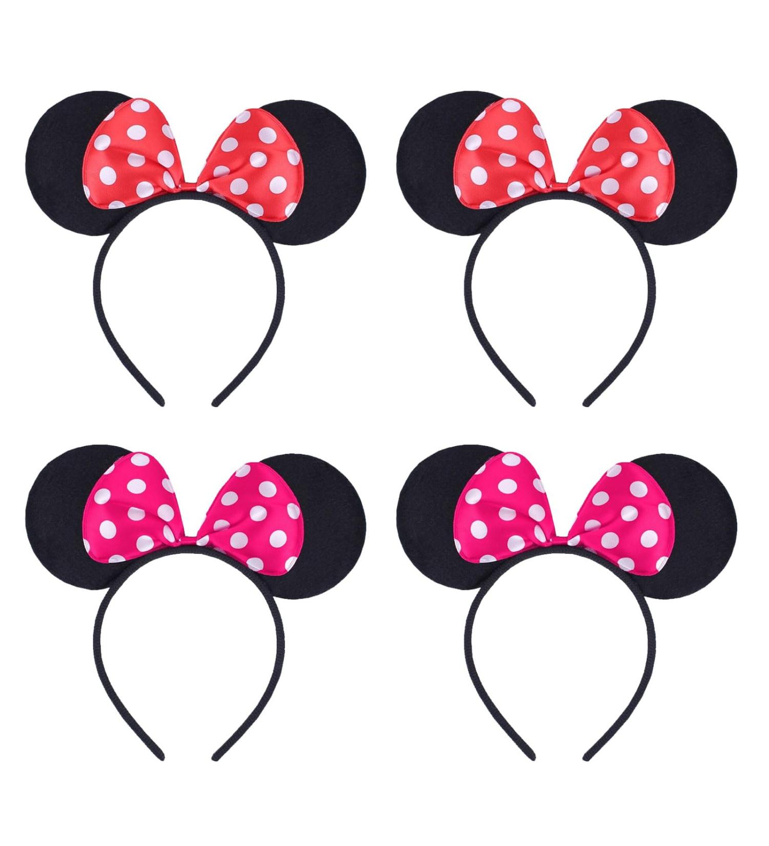 EUPSIIU 4 Pieces Mouse Ears Headband Red Bow Headbands And Pink Bow Headbands Cosplay Party Headband for Adults and Kids Fancy Dress Costume Head Band for Daily Wear Party Festivals Multi - Buy Online on GoSupps.com