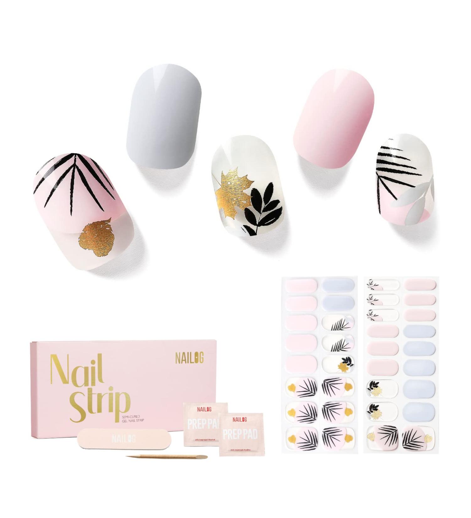 NAILOG Semi Cured Gel Nail Strips 34 pcs Salon-Quality Gel Nail Stickers Long Lasting Nail Wraps for Women with Soft Gel Finish The Oriental - Buy Online on GoSupps.com