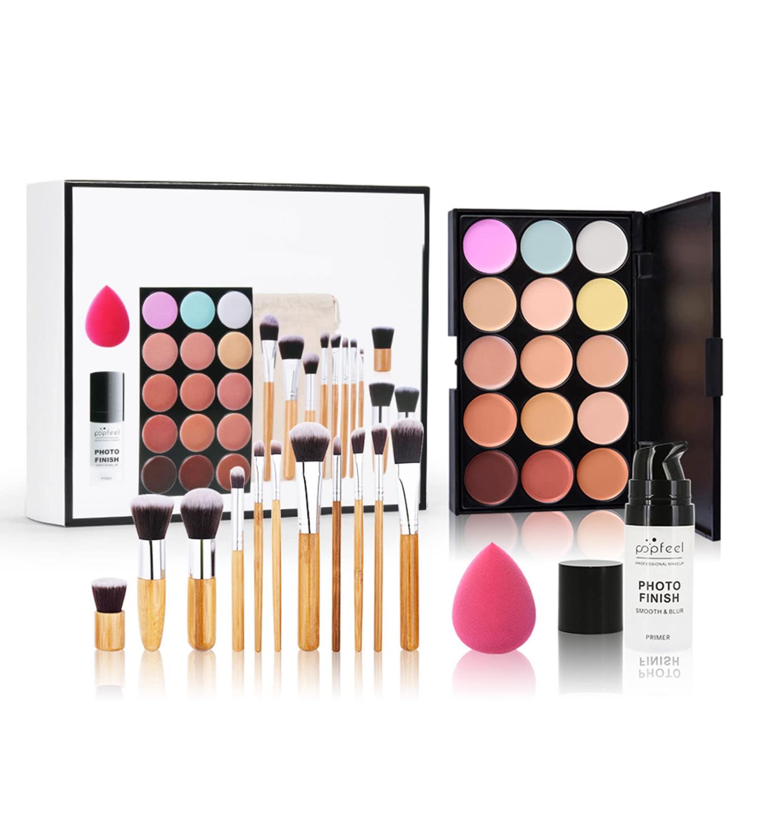 RoseFlower 15 Color Concealer Makeup Palette with 11 Makeup Brushes - Professional Salon Quality for Daily Use | 001 Set A - Buy Online on GoSupps.com