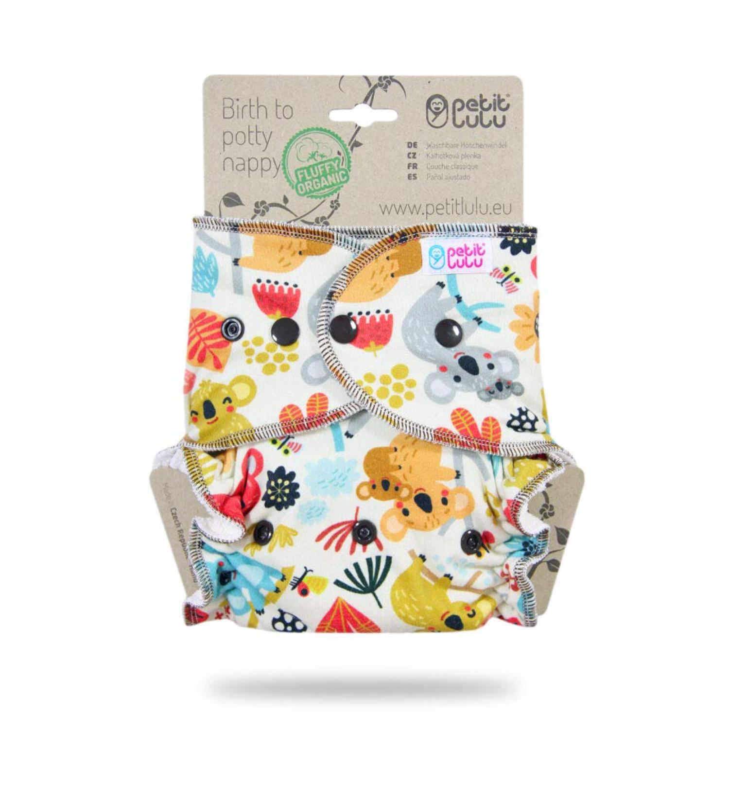 Petit Lulu Bamboo Fitted One Size Diaper | Snaps | Reusable & Washable | Frisky Koalas Design - Buy Online on GoSupps.com