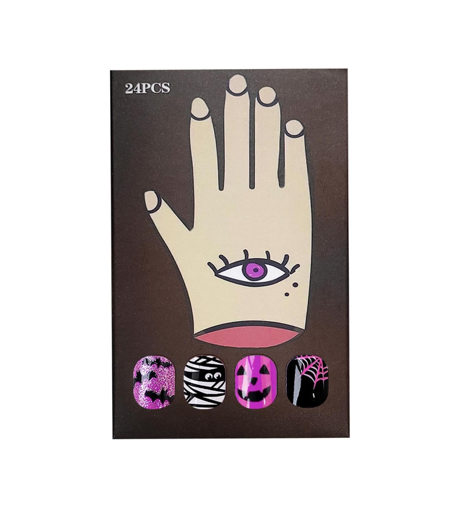 Halloween Nails Short Nail Stickers Press on Nails Short | Bat Spider Ghost False Nails Halloween Nail Design Nail Art Stickers Nail Halloween Decorations - Buy Online on GoSupps.com