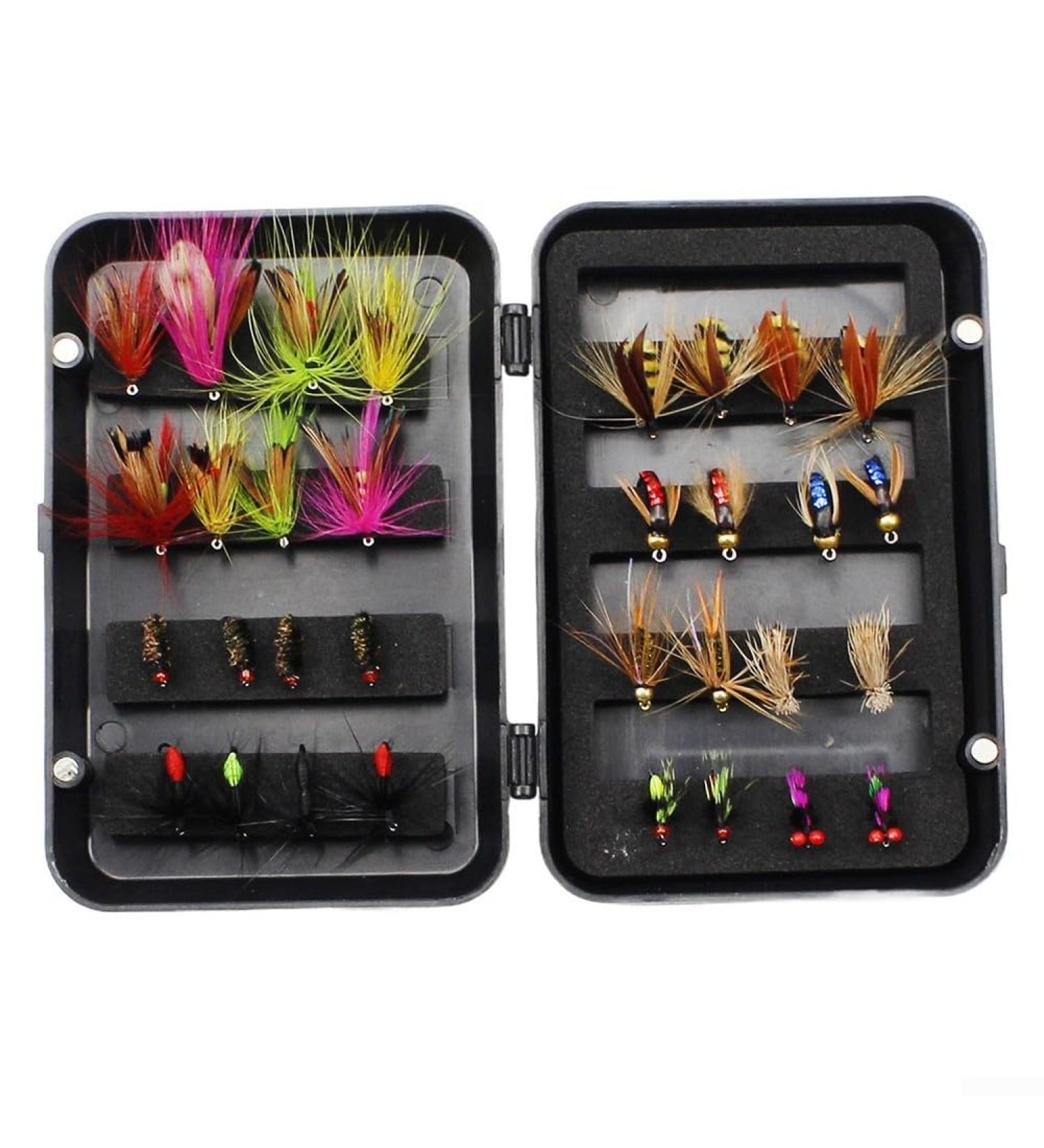 Emiif Fly Fishing Flies Set - 32PCS Dry/Wet Nymphs & Ants for Bass Trout Salmon - Premium Quality International Shipping - Buy Online on GoSupps.com