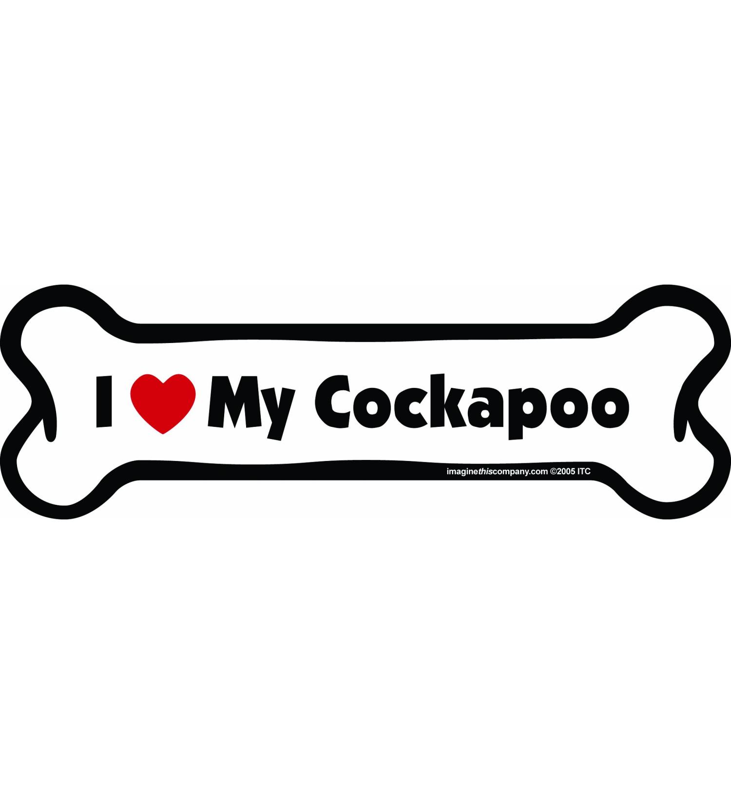 Imagine This Bone Car Magnet, I Love My Cockapoo, 2-Inch by 7-Inch