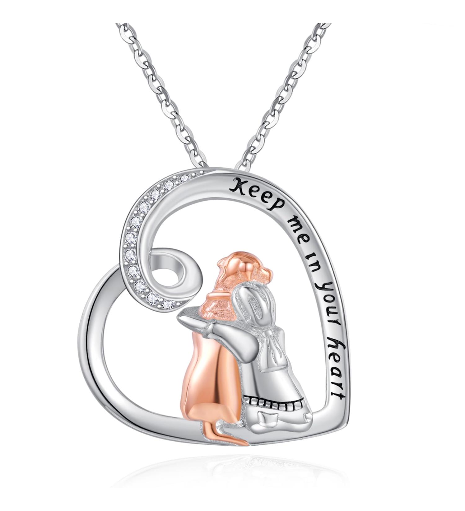 Chenghong 925 Sterling Silver Dog Chain Necklace with Crystals - Perfect Gift for Dog Lovers & Labrador Owners - Buy Online on GoSupps.com