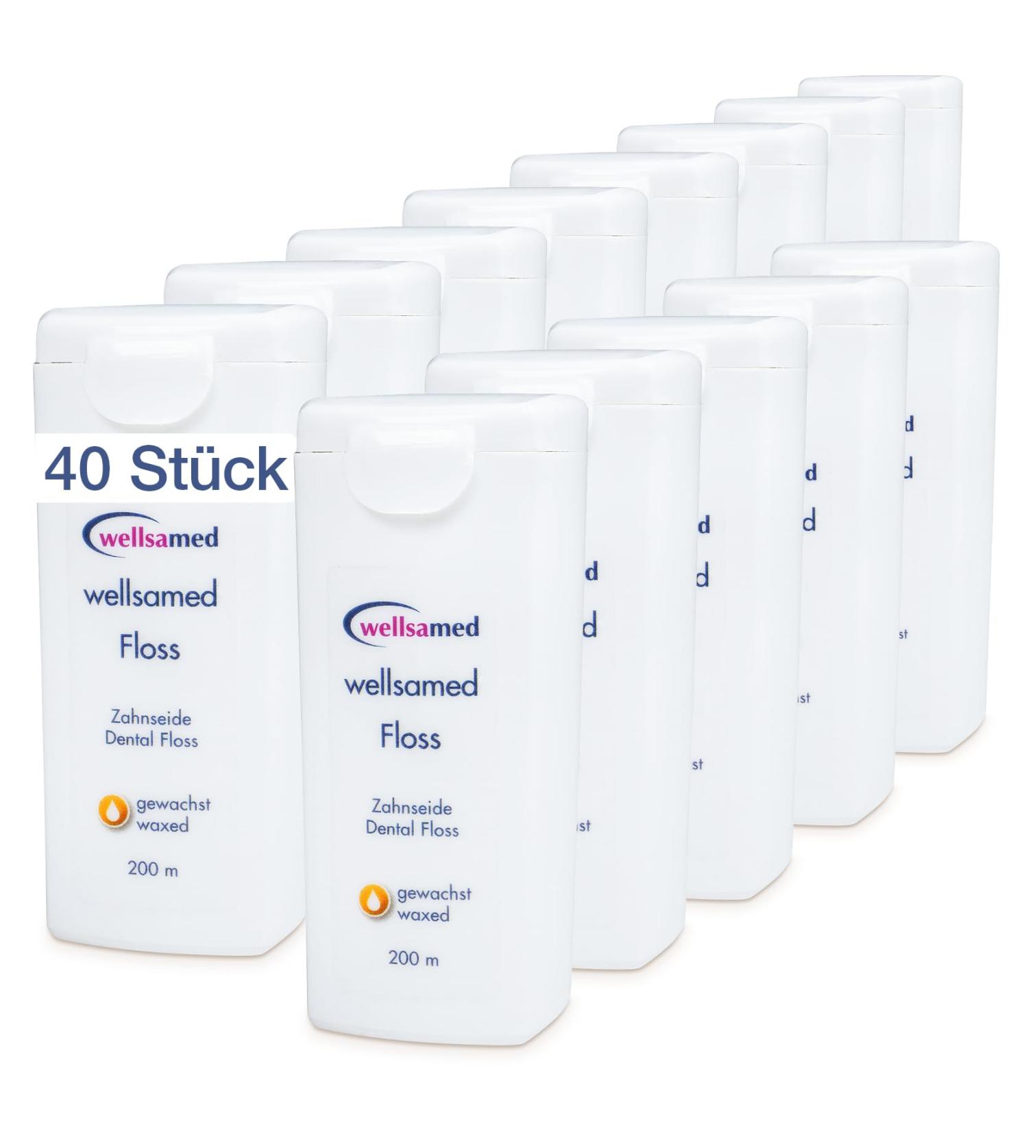 Wellsamed Waxed Dental Floss 200m Dispenser - Tasteless Interdental Care (40 Pieces) - Shop Internationally for Optimal Oral Hygiene - Buy Online on GoSupps.com