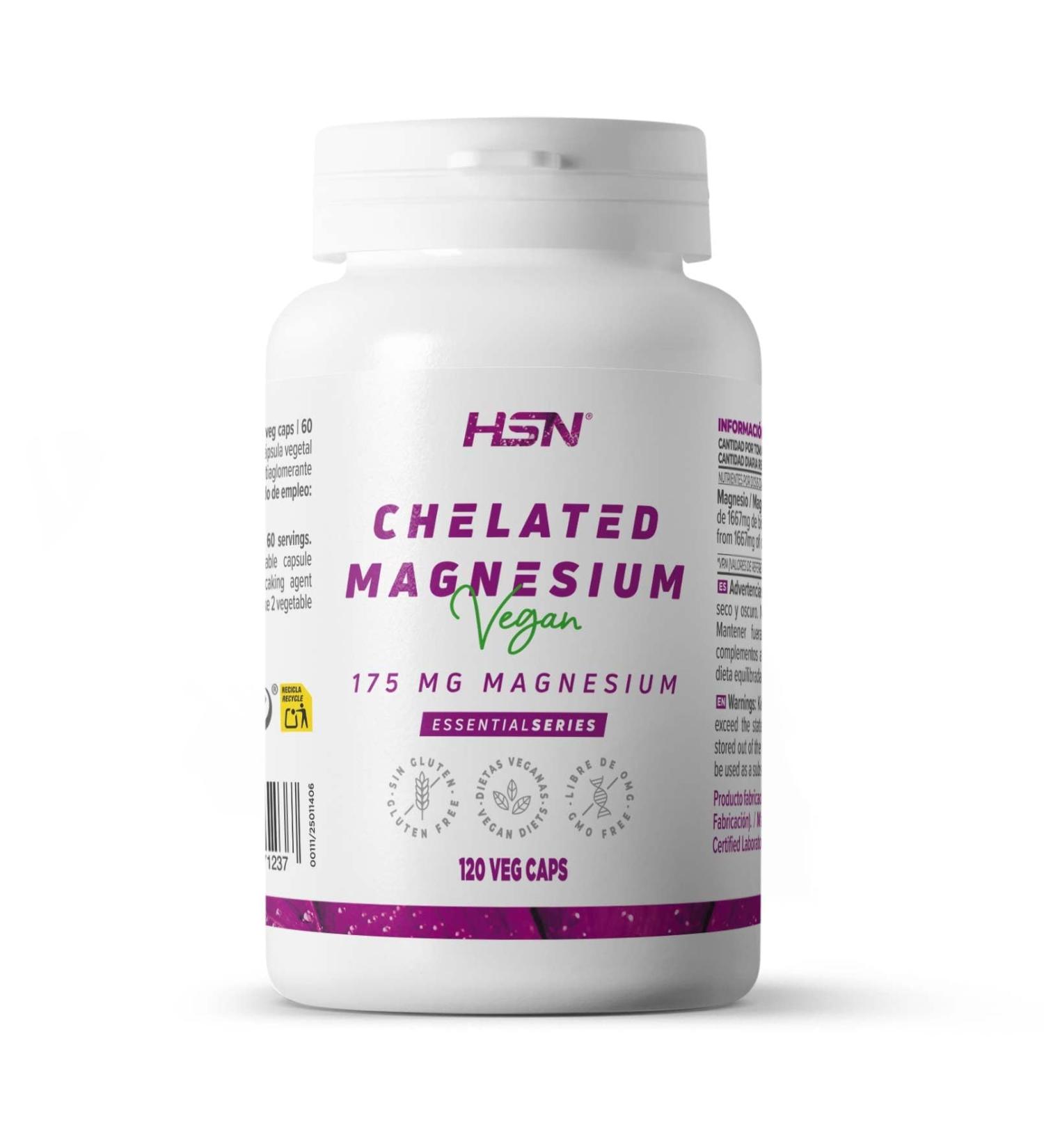  HSN HSN Magnesium Bisglycinate | 120 Vegan Capsules | 350 mg Magnesium per Daily Dose | 100% Glycinate with High Bioavailability - Buy Online on GoSupps.com