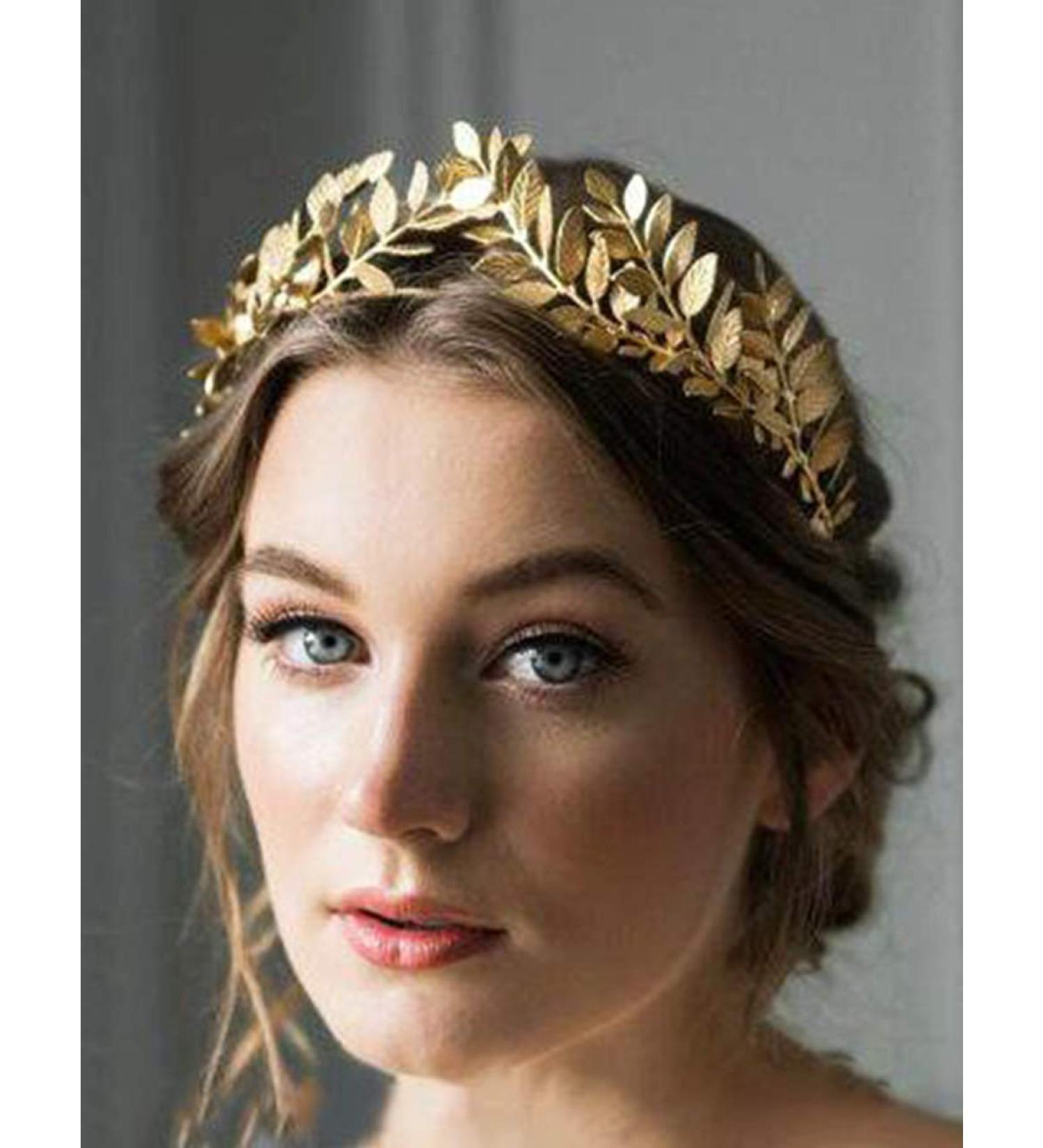 Chargances Gold Leaf Crown Headband - Bridal Tiara for Wedding, Prom, Festival - Bridesmaid Hair Accessories - Buy Online on GoSupps.com