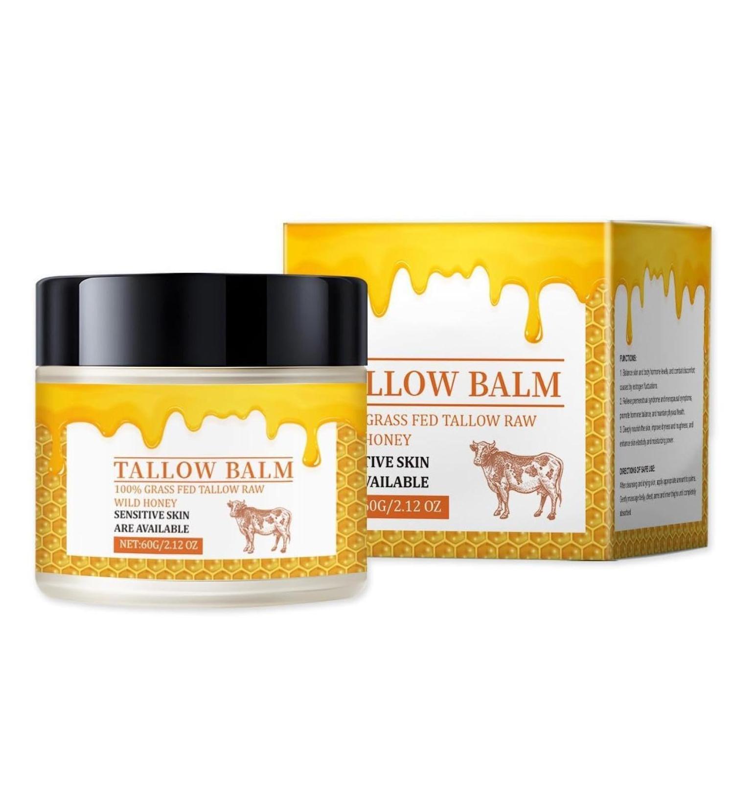 Premium Tallow and Honey Balm - Grass-Fed Beef Tallow Moisturizer for Skin Care | 60g Natural Face Lotion - Buy Online on GoSupps.com