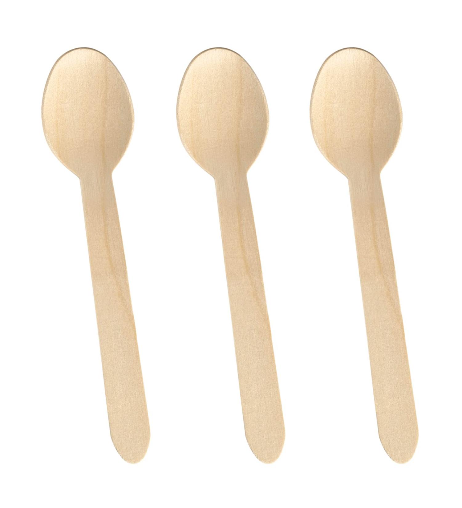 100pcs Disposable Wooden Cutlery Spoons - Eco-Friendly & Biodegradable - 6.4 Inch - Ideal for Events, Camping, Picnics - Buy Online on GoSupps.com