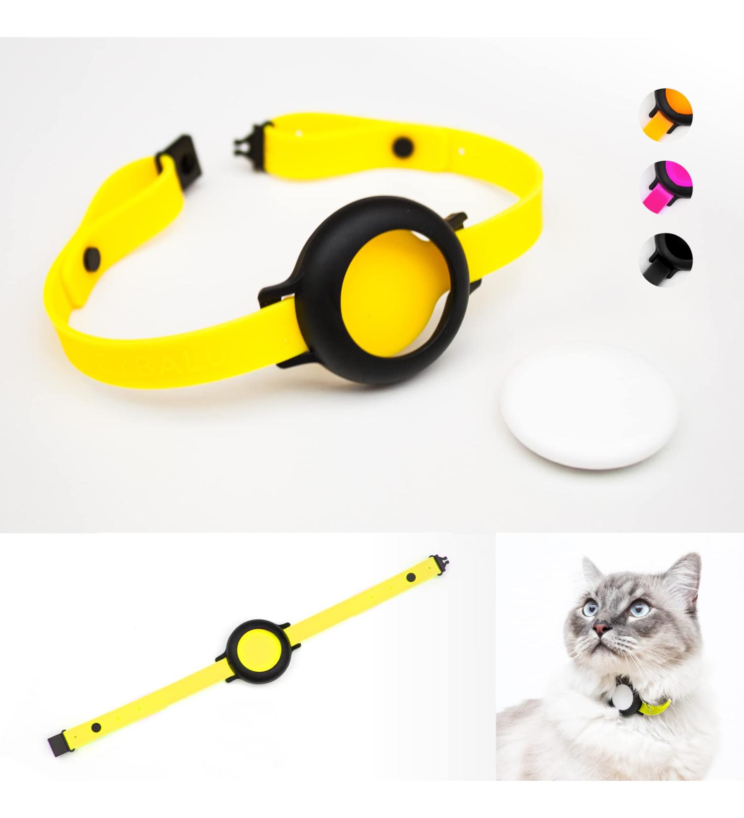 Lucybalu Cat Neck Band for Airtag | Premium Safe & Lightweight Airtag Collar for Cats | Silicone Band in Neon Yellow | Apple Airtag Compatible Cat Tracker - Buy Online on GoSupps.com