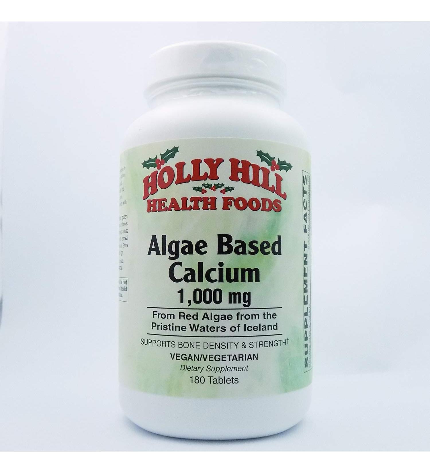 Holly Hill Algae Based Calcium 1000mg (180 Tablets) - 180 Count Pack | Vegan-Friendly Calcium Supplement - Buy Online on GoSupps.com