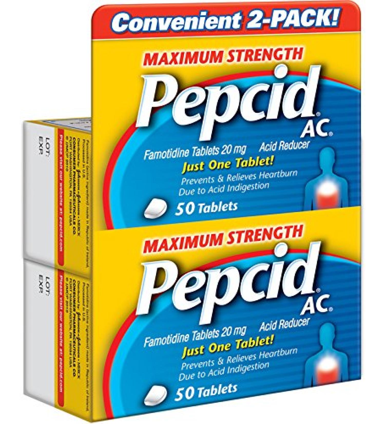 Pepcid AC Maximum Strength Acid Reducer 100-Count Tablets - Fast Relief - Buy Online on GoSupps.com