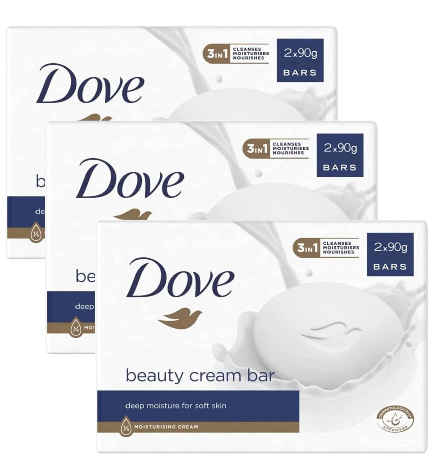  Dove Dove Beauty Cream Bar Solid Soap Various Fragrances 2 x 90 g (3 Units Original) - Buy Online on GoSupps.com